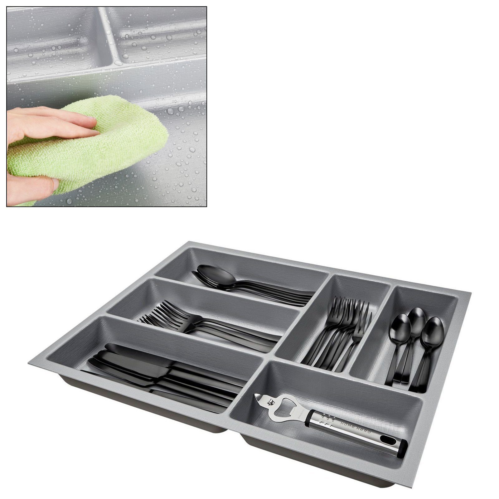 SO-TECH® Besteckeinsatz Orga-Box 3 silbergrau Leinwandstil günstig online kaufen