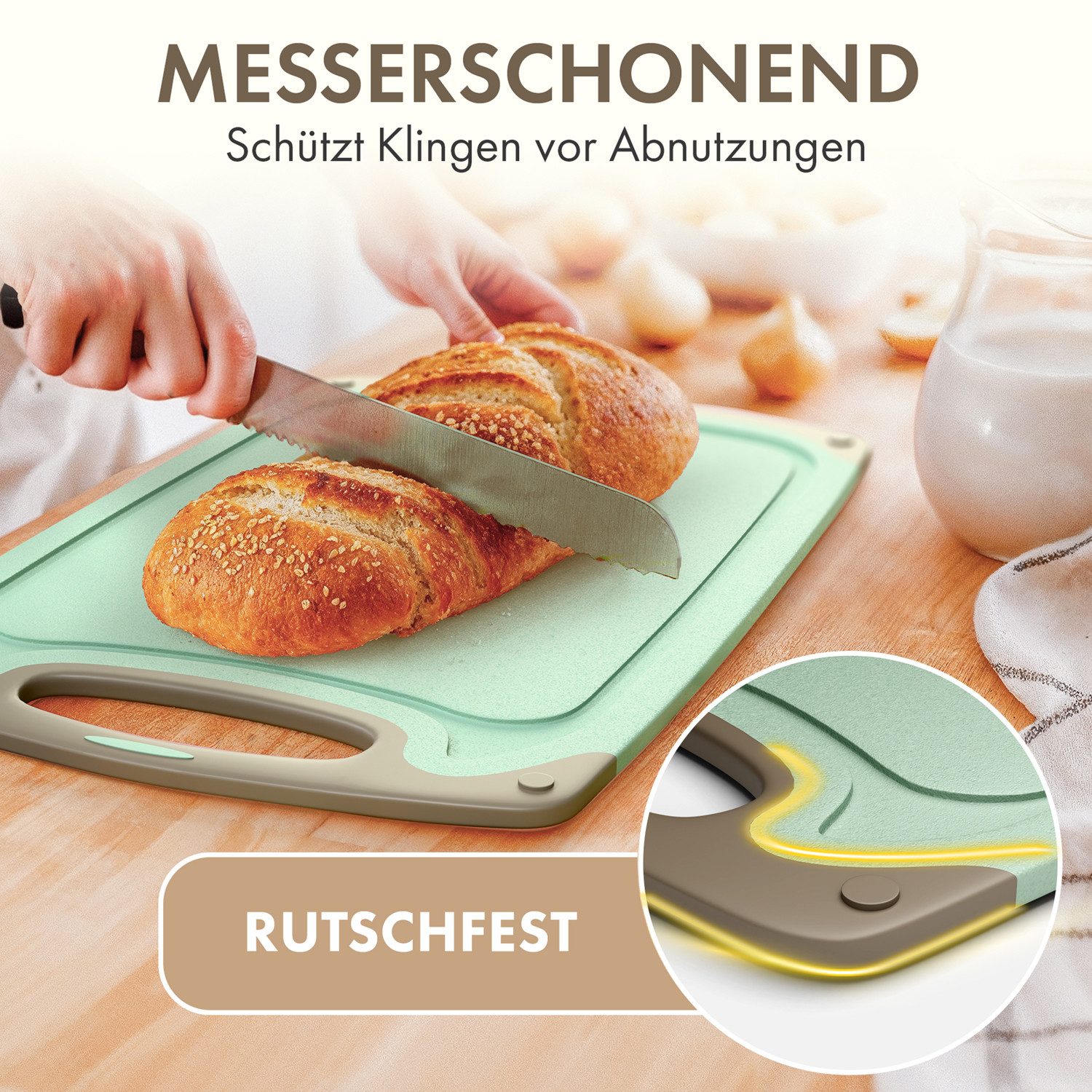 Blumtal Schneidebrett Frühstücksbrettchen Kunststoff, 2er-/3er-Set, verschiedene Größen, (2-St), Brettchen spülmaschinenfest Kunststoff BPA-frei – Bild 3 von 5
