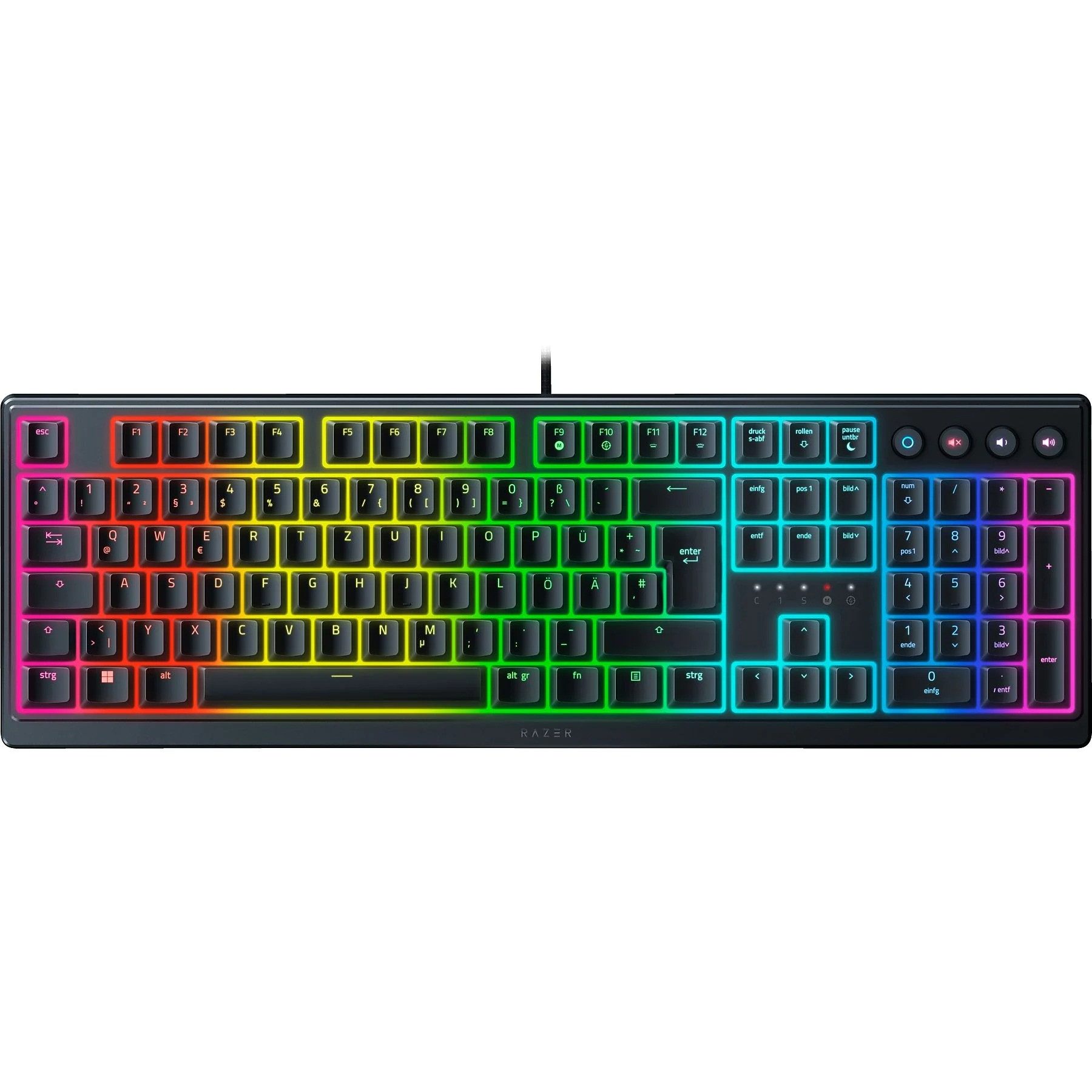 RAZER Ornata V3 QWERTZ – Clicky, RGB, Handballenauflage Gaming-Tastatur (Low-Profile, Razer Mecha-Membran-Switches (klickend)