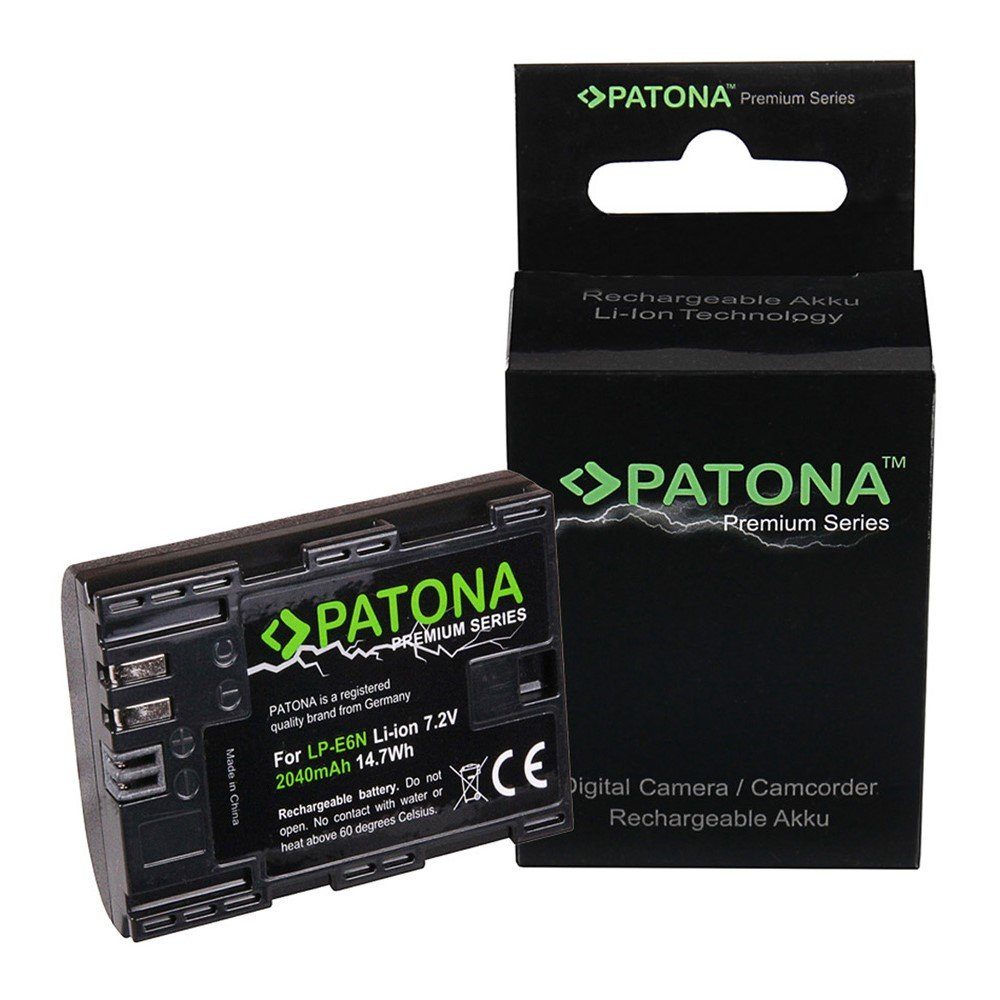 Patona Premium Akku für Canon LP-E6N LPE6N Kamera-Akku Ersatzakku Kameraakku 2040 mAh (7,2 V, 1 St), XC10 EOS R LPE6 80D 7D 70D 6D 60D