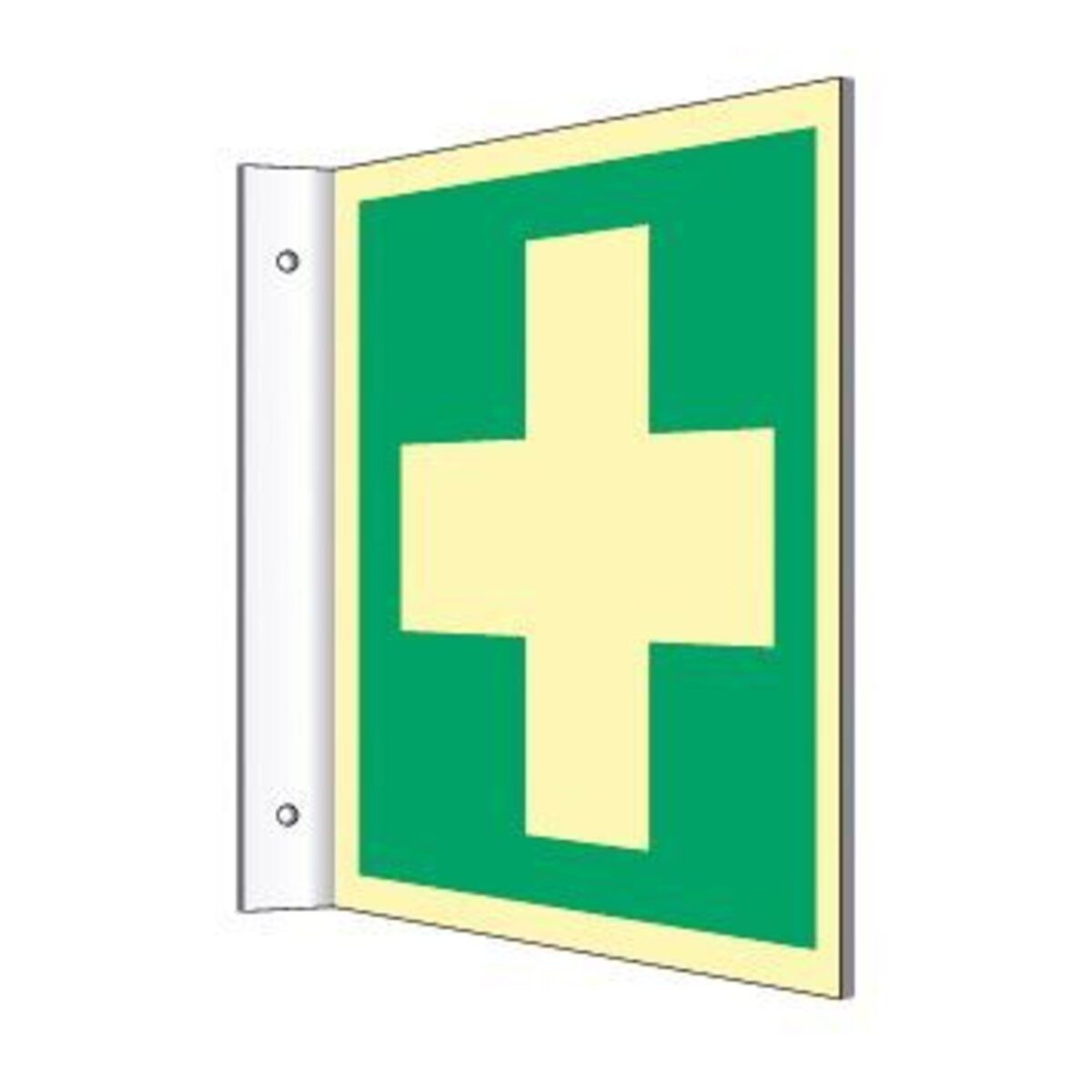MOEDEL Hinweisschild Fahnenschild Erste Hilfe ISO 7010 Kunststoff langnachleuchtend 20 x 20