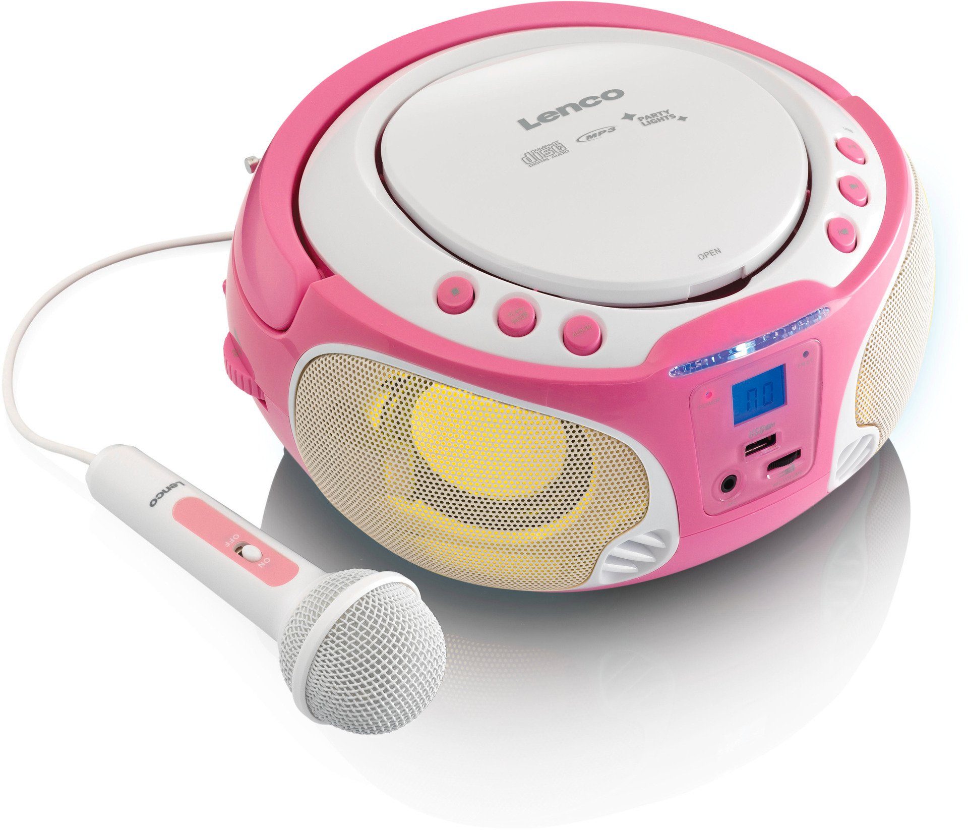 Lenco SCD-650BU CD-Radio m. MP3, USB, Lichteffekt, Mikro Boombox Pink