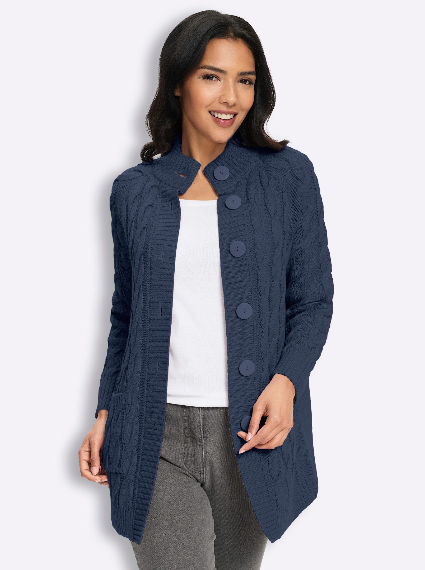 Sieh an! Strickjacke Strickjacke Langarm Zopfmuster