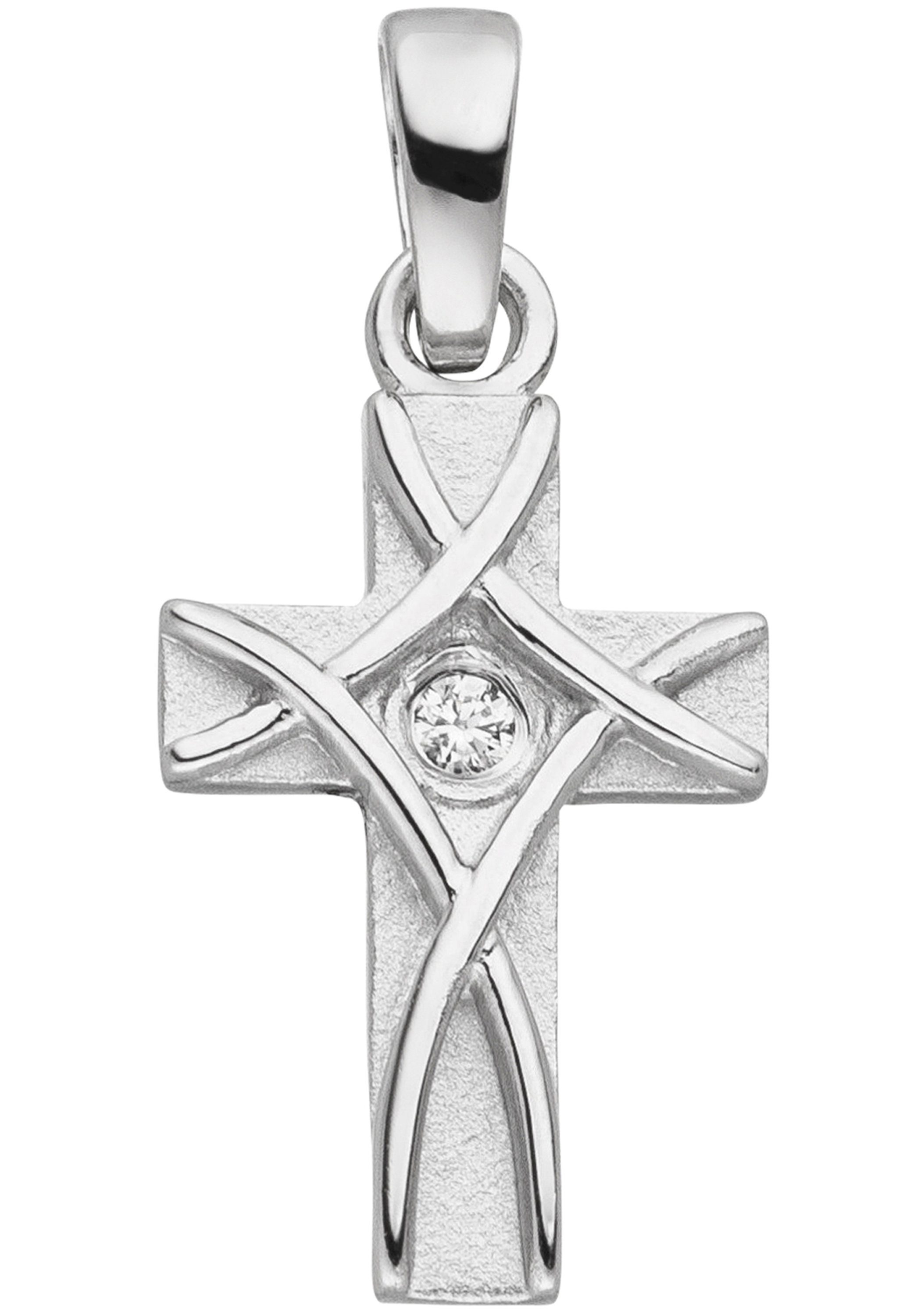 JOBO Kettenanhänger Anhänger Kreuz, 925 Silber mit Zirkonia