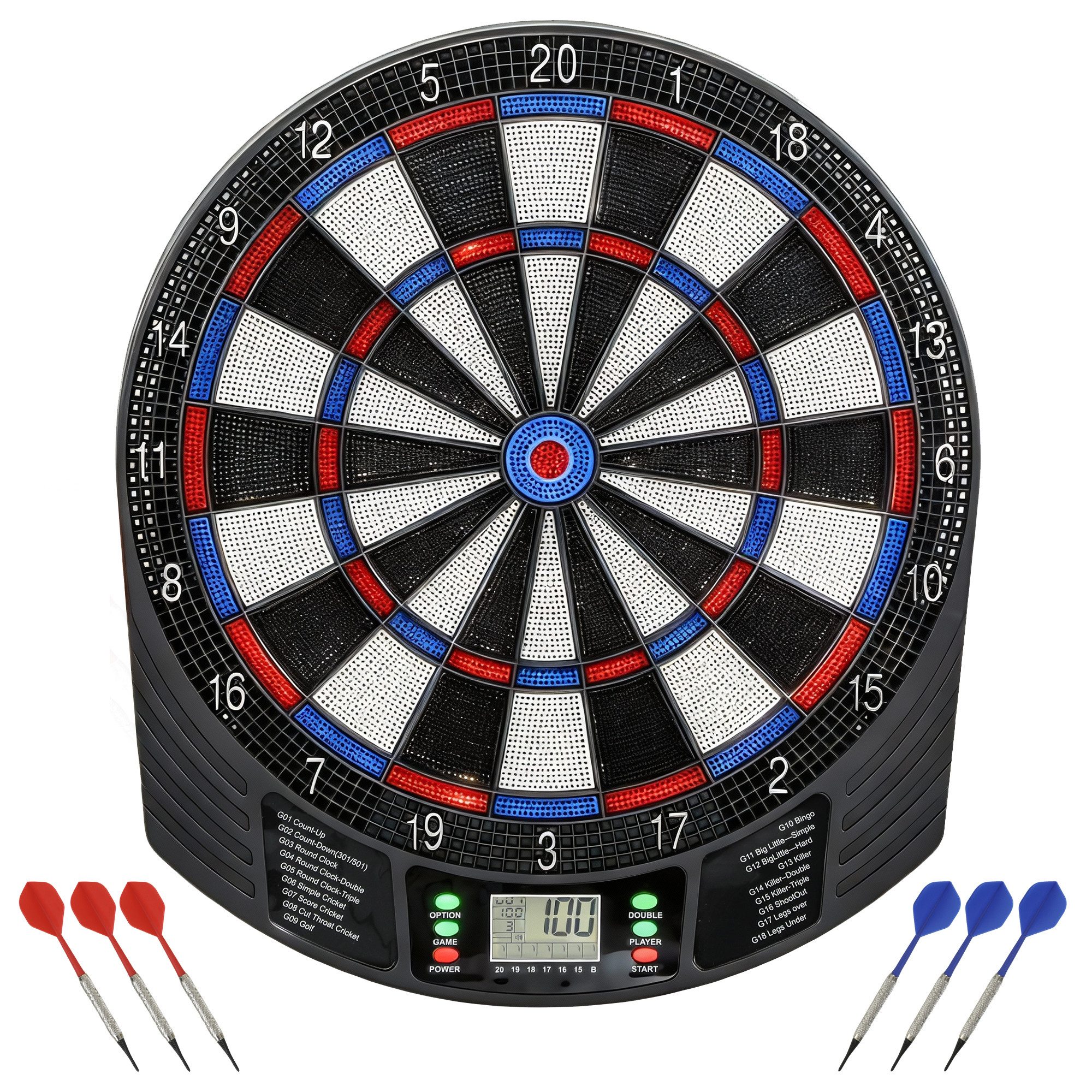 SPORTNOW Dartscheibe Elektronische mit LCD-Anzeigen 18 Spiele 159 Varianten Dartautomat, (Dartboard, 1-tlg., mit Dartpfeilen), für 1 bis 8 Spieler, Mehrfarbig – Bild 2 von 5