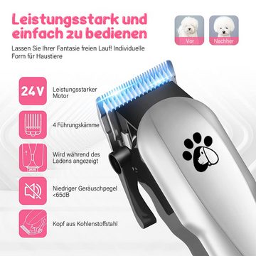 Jioson Hundeschermaschine Tierhaarschneidemaschine-Set,Multifunktionstrimmer für Hund und Katze, Geräusch- und vibrationsarmes Design, eingebauten Klingen aus rostfreiem Stahl mit hohem Kohlenstoffgehalt