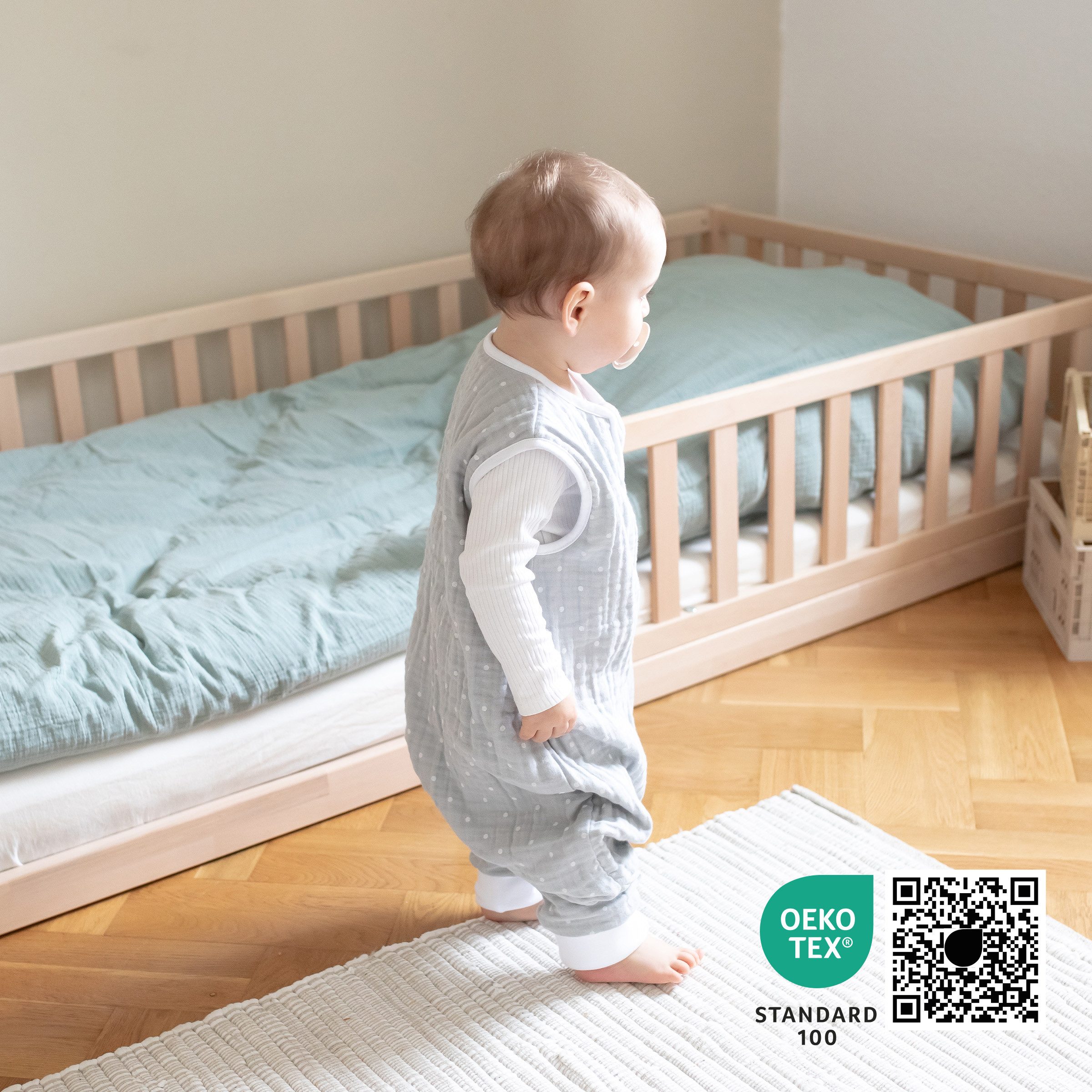 Ehrenkind Babyschlafsack aus Musselin, Premium Schlafsack mit Füßen (Standard by OEKO-TEX, 100% Bio-Baumwolle, Musselin Schlafsack, 1.0 TOG), Schlafsack Baby,  Baby Schlafsack
