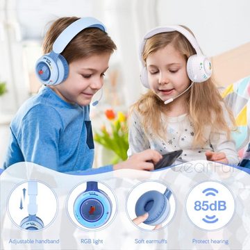JYPS Kleine Entdecker Kinder-Kopfhörer (Lichtsteuerung, stabile Verbindung und bequemen Tragekomfort. Ideal für unterwegs, mit LED-Lichtern: Bunte Designs, kinderfreundliche Lichtsteuerung)
