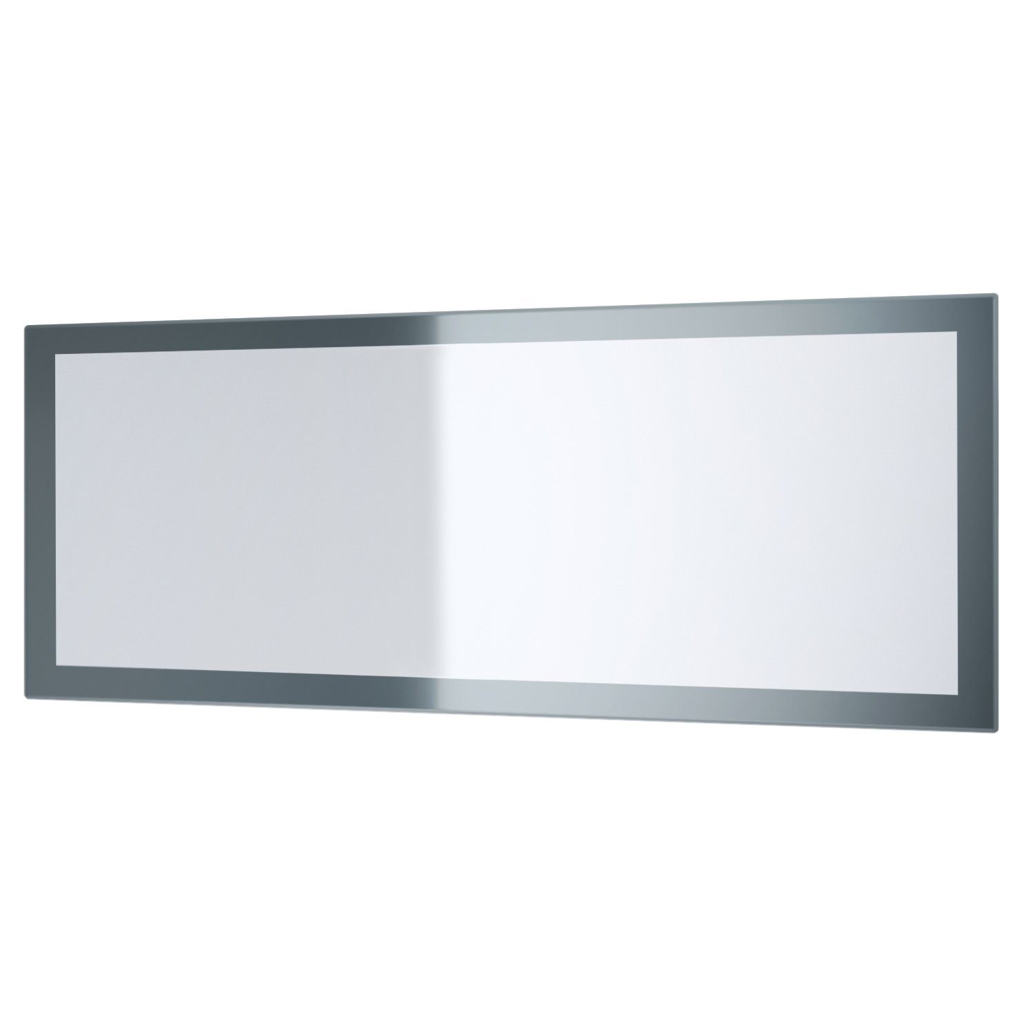 Stil), Vladon Wandspiegel Rahmen (Wandspiegel, Hochglanz mit (139 modernen 55 Grau cm) Lima im x