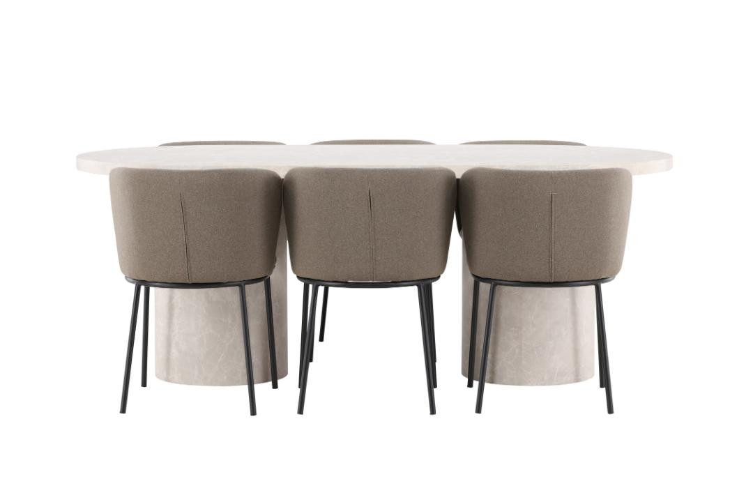 ebuy24 Essgruppe Narvik Essgruppe Tisch 100x200cm und 6 Stühle beig