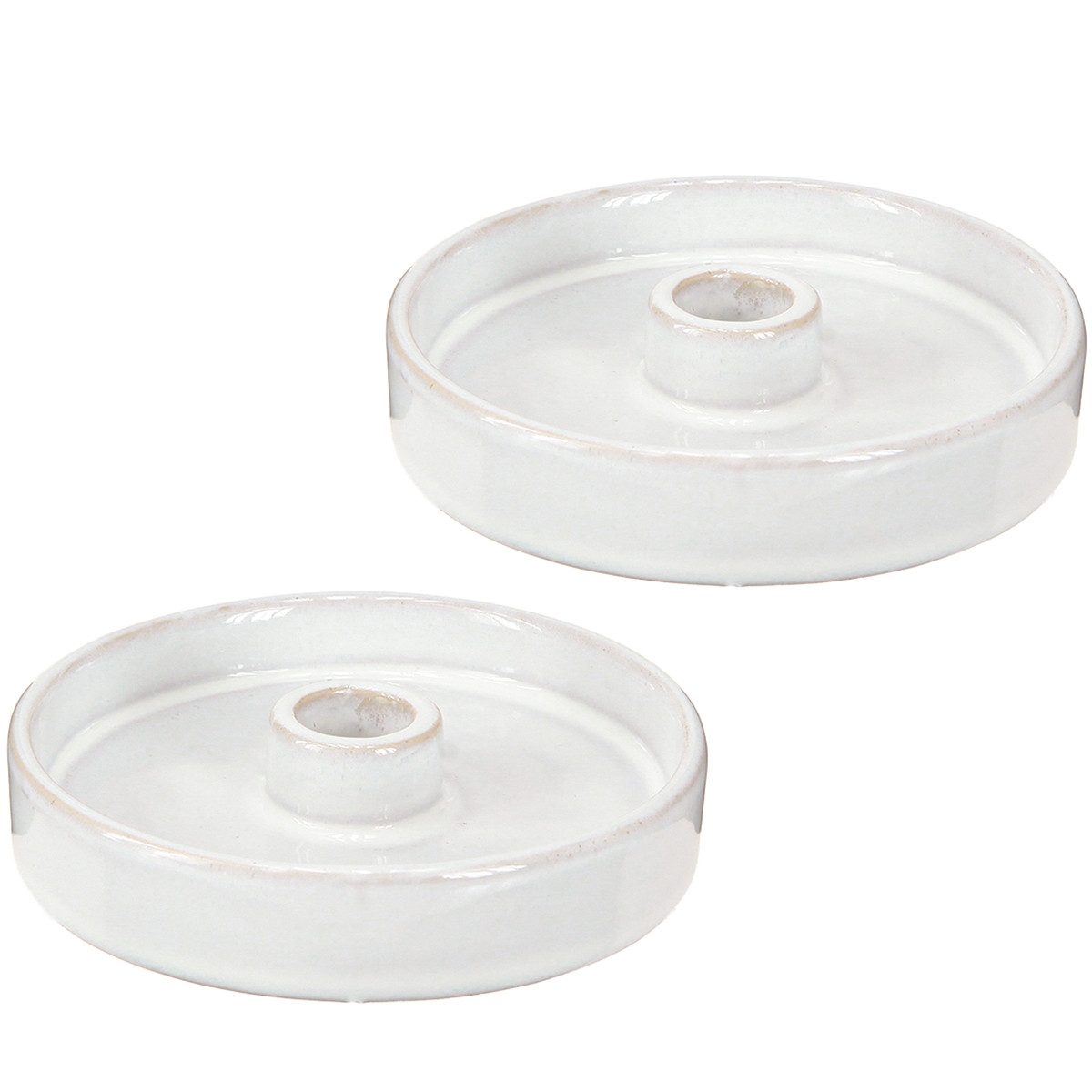 Florists Products Kerzenhalter Kerzenhalter Keramik Weiß Vintage Ø13cm 2er Set, 2 Stück