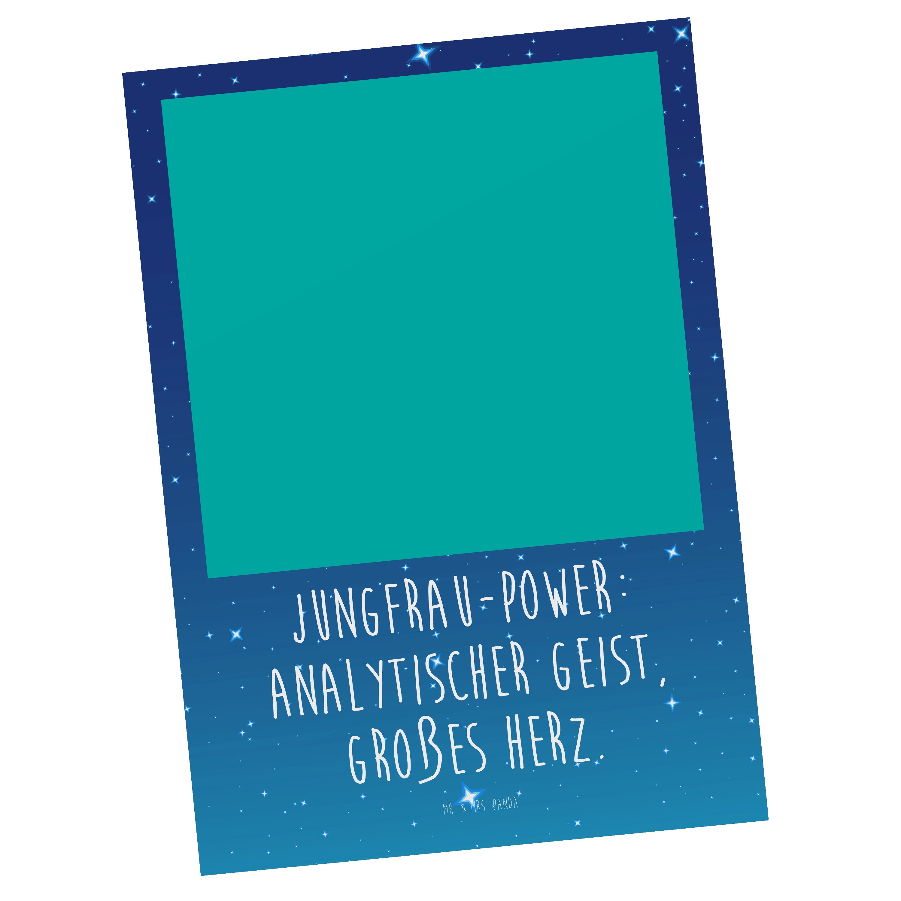 Mr. & Mrs. Panda Postkarte Jungfrau Astrologie - Sternenhimmel Blau - Geschenk, Karte, Dankeskar