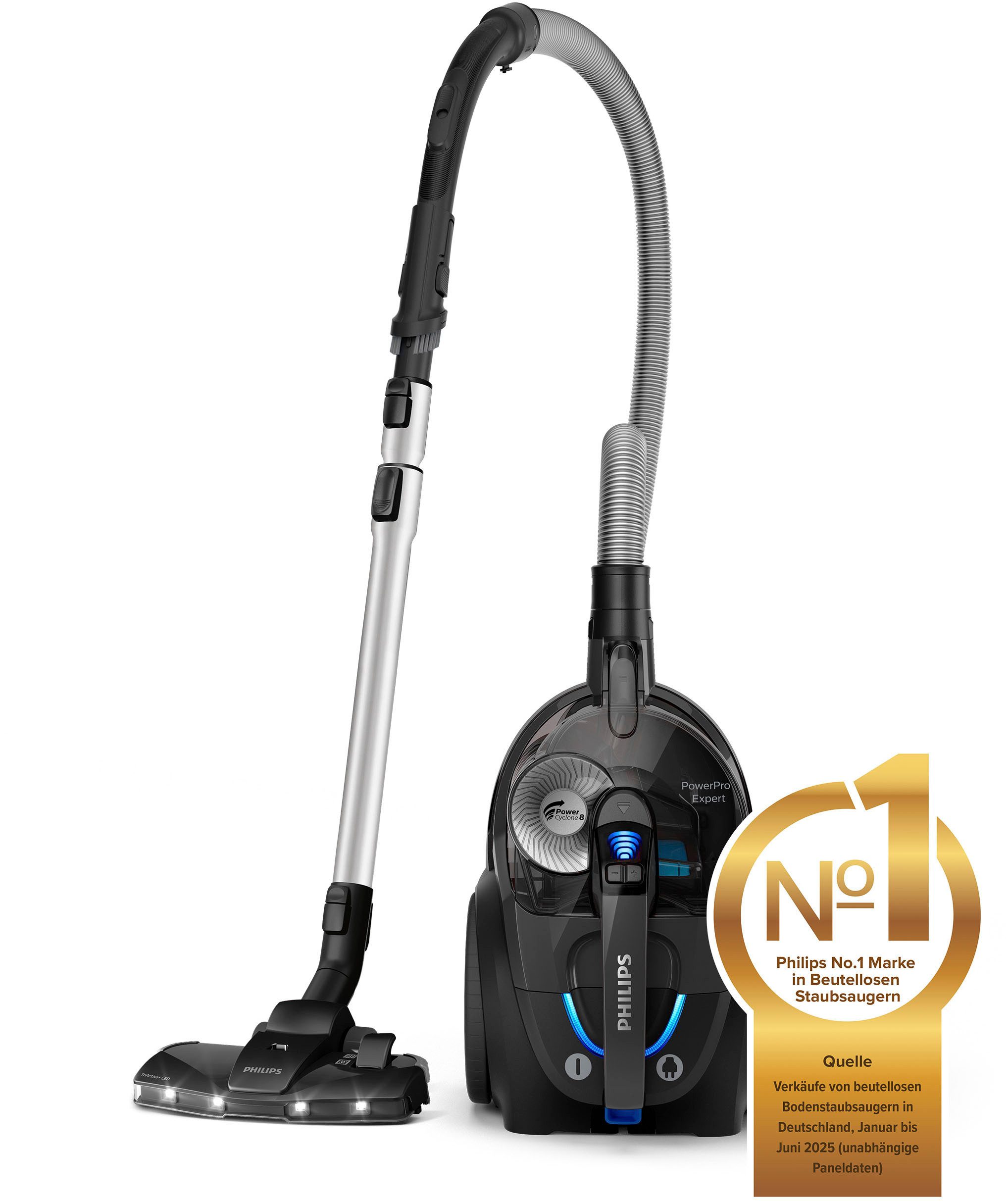 Philips Bodenstaubsauger FC9747/09, 900 W, beutellos, mit 2 l Fassungsvermögen und Tri-Active-LED-Düse