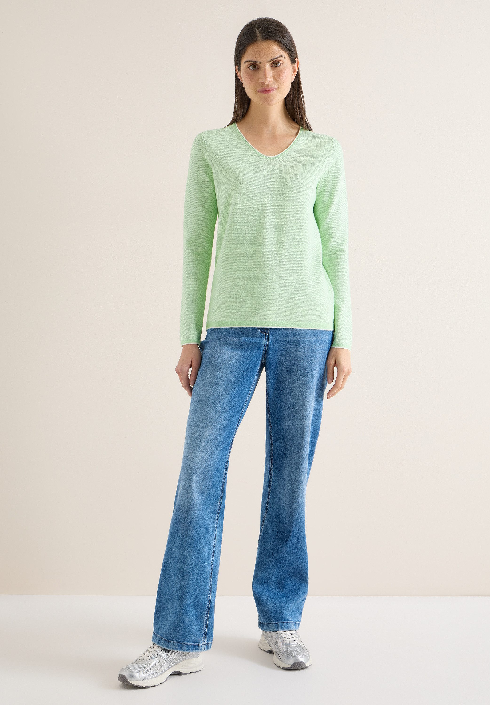 CECIL Strickpullover mit abgerundetem V-Ausschnitt