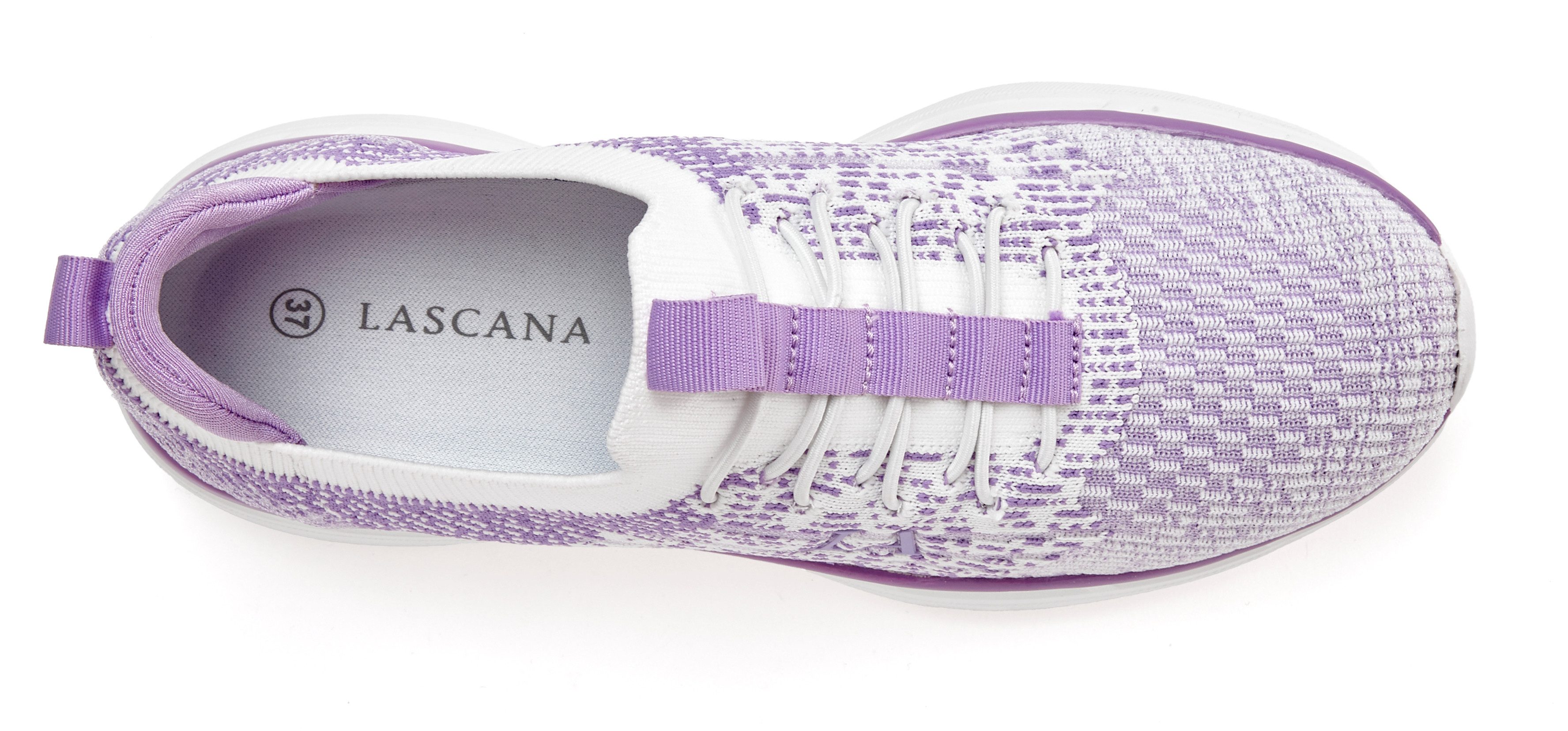 LASCANA Slipper, Halbschuh, Turnschuhe, Slip-On-Sneaker, Sneaker bequem zum Reinschlüpfen mit elastischen Schnürbändern Unisex VEGAN