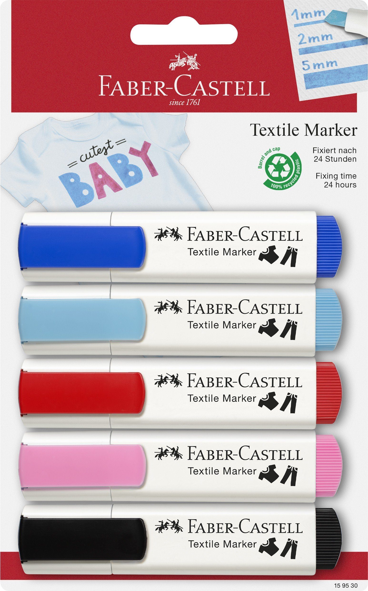 Baby-Party Faber-Castell Marker 5er Set Textilmarker Faber-Castell