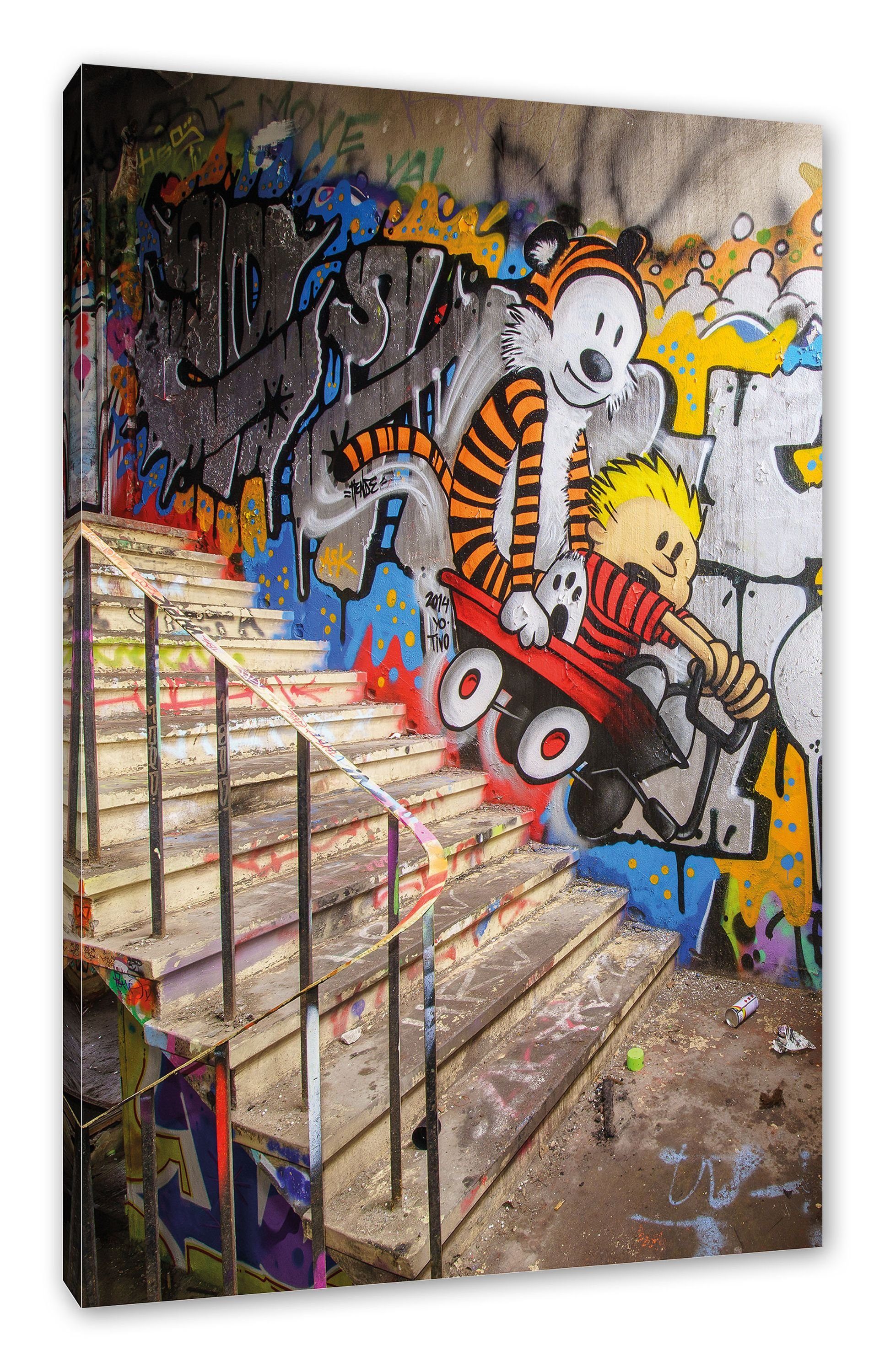 Streetart bespannt, Graffiti, inkl. Coloured St), Streetart (1 fertig Leinwandbild Graffiti Pixxprint Coloured Zackenaufhänger Leinwandbild