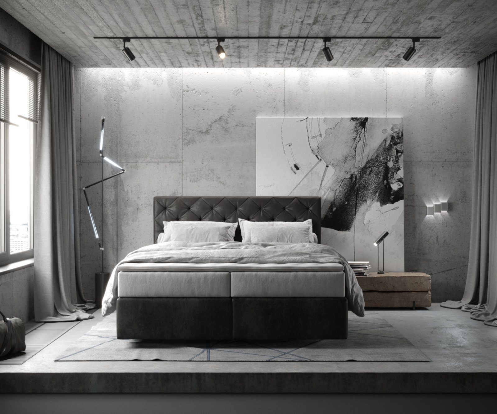 DELIFE Boxspringbett Dream-Great, Mikrofaser Anthrazit Vintage günstig online kaufen