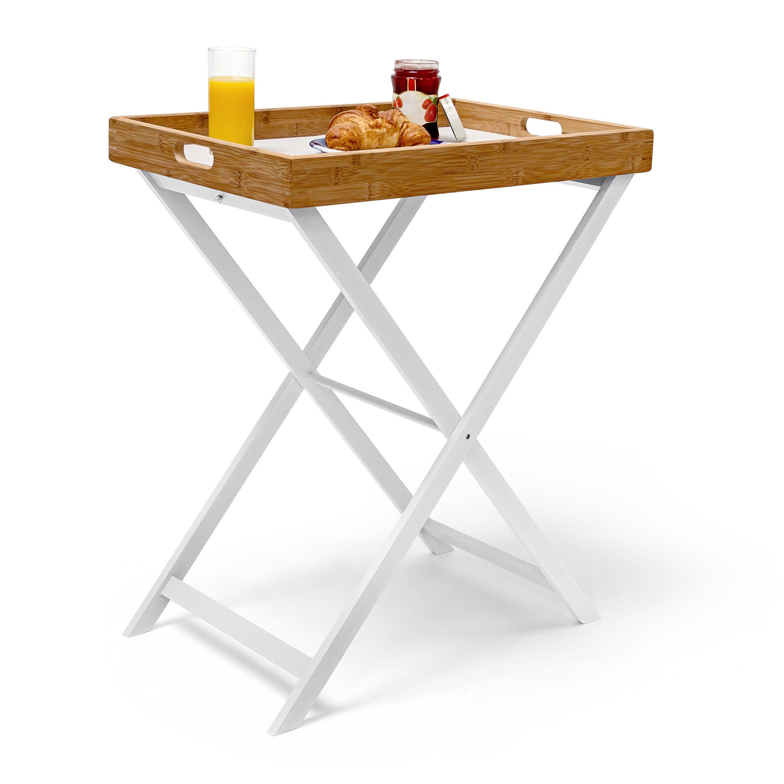 relaxdays Tabletttisch Tabletttisch cm & Holz Bambus 72