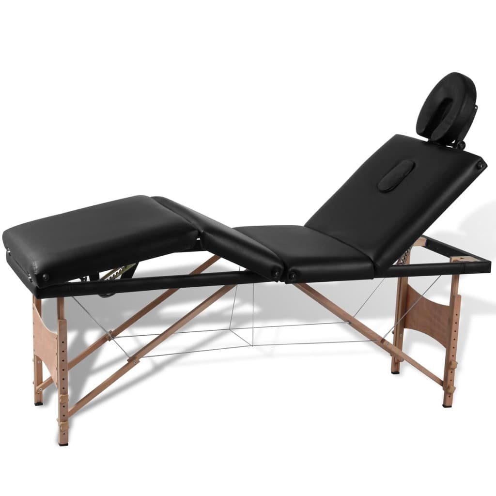 4-Zonen Holzgestell mit Massageliege Schwarz Klappbar vidaXL Massageliege