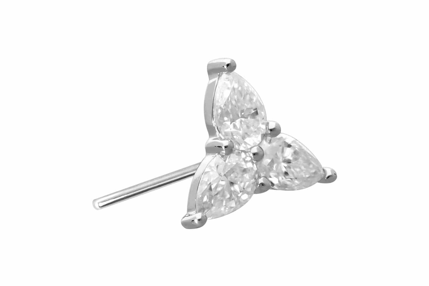 Piercing-Set 14 Karat Gold Aufsatz mit Titan Push Pin MOISSANIT-BLUME