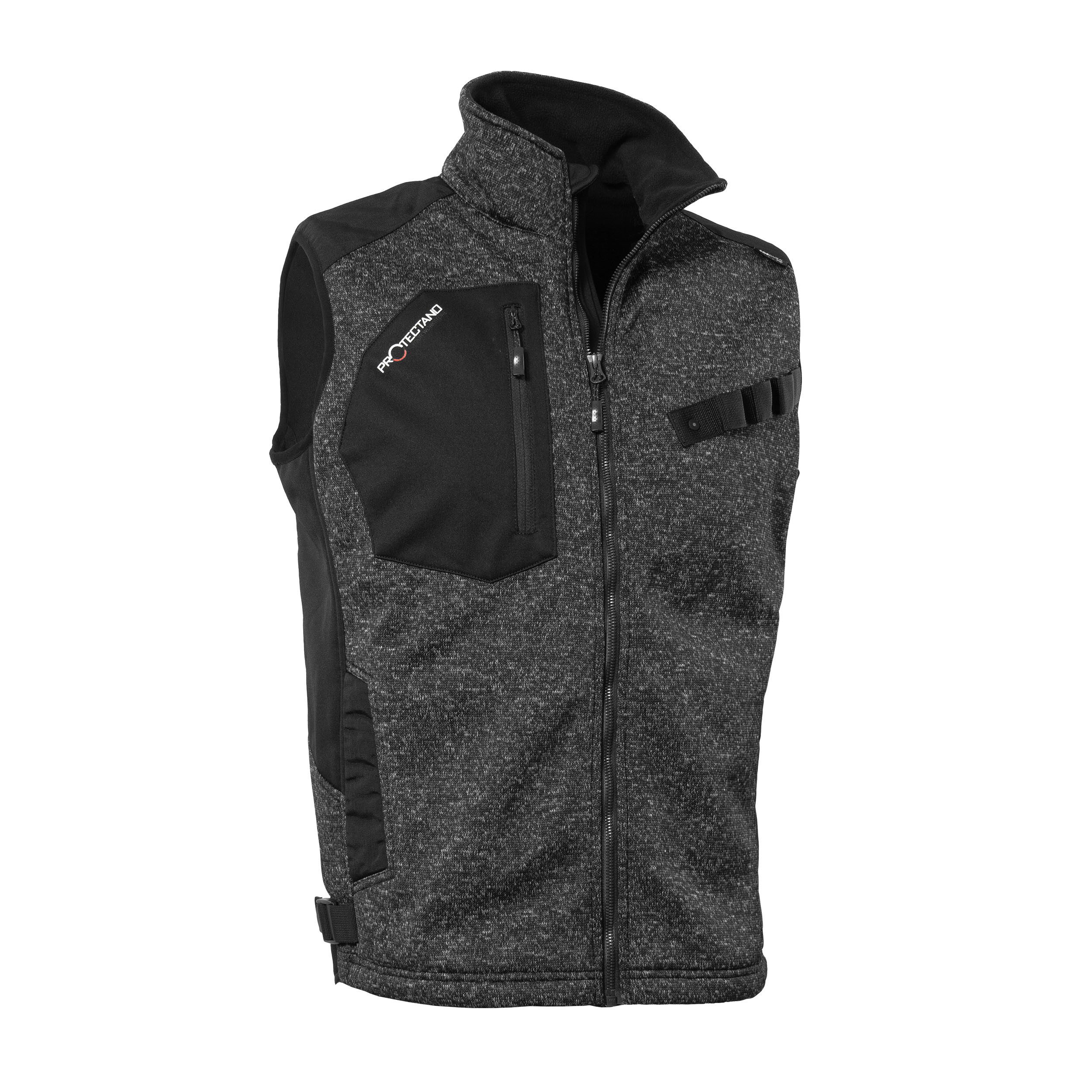 Qualitex Workwear Arbeitsweste wärmende (melange) Strickfleece-Übergangsweste - Softshell & Cordura (1-tlg) Werkstattweste mit 6 Tasche - Strapazierfähig - Pflegeleicht -Waschbar