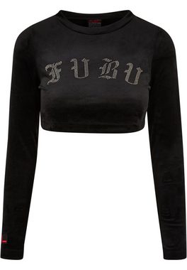 Fubu Longsleeve Fubu Damen FW224-018-1 Old English Rhinestone Velours LS black (1-tlg)