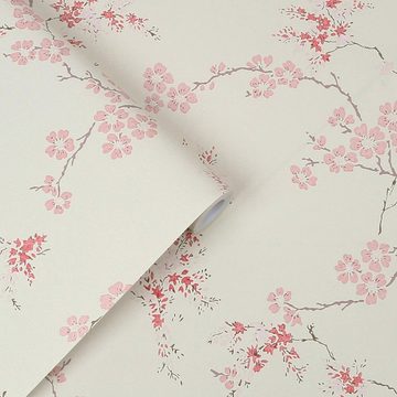 LAURA ASHLEY Vliestapete Oriental Blossom Blush, FSC® zertifiziert, mit lebhaftem Druck, 10 Meter Länge