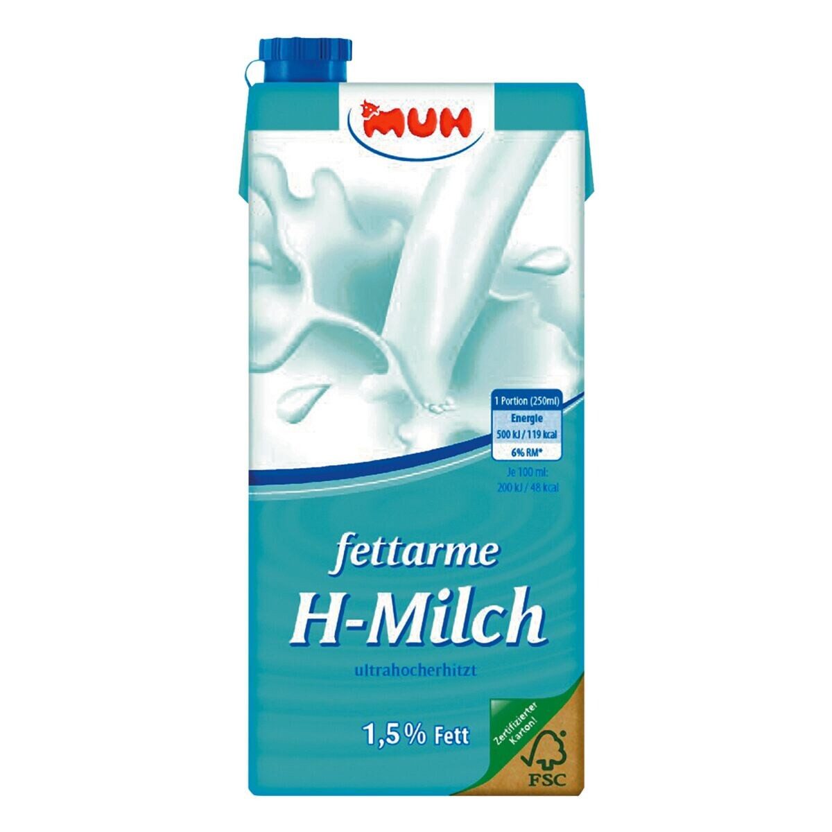 MUH Milch H-Milch 1,5% Fett, 12x 1 Liter