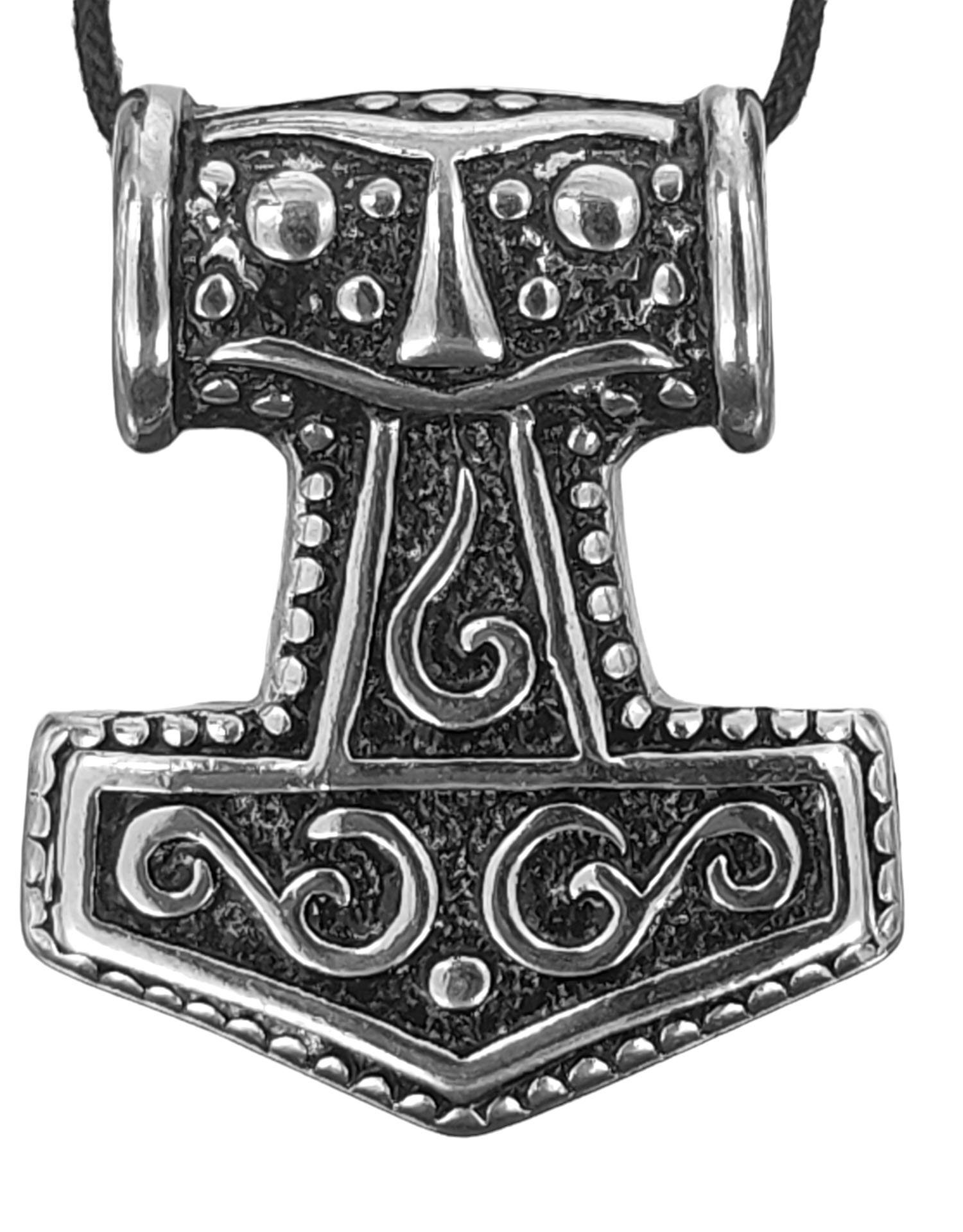 Hammer Leather Mjölnir Thor Edelstahl großer Kiss Anhänger of Thorshammer Wikinger Kettenanhänger massiver