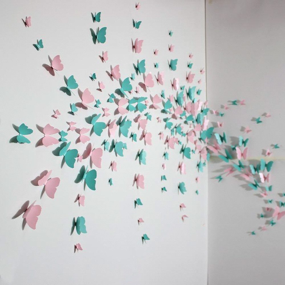 XDeer 3D-Wandtattoo 2 Set 3D Schmetterling Wandaufkleber, Simulation Schmetterling