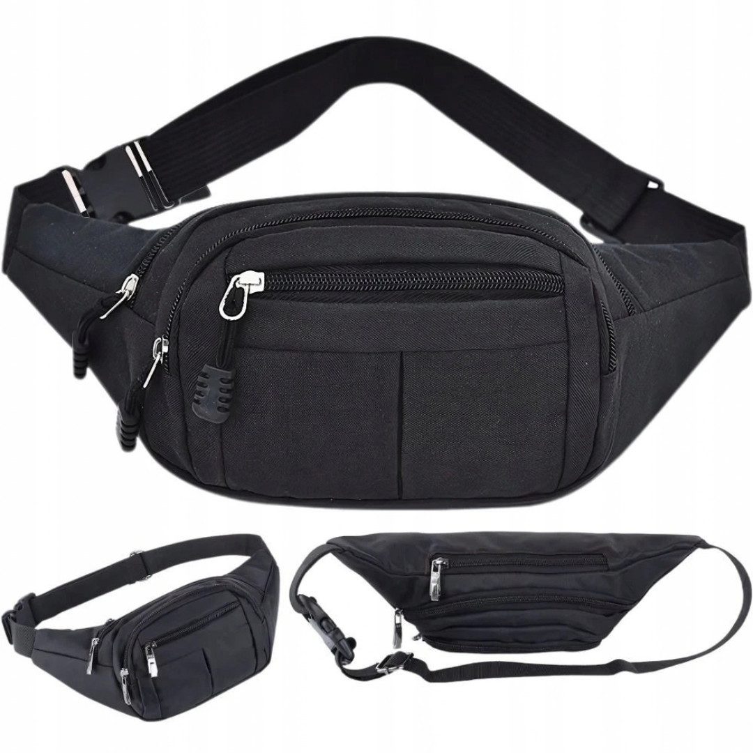 VERK GROUP Gürteltasche Bauchtasche Gürteltasche 4-Fächer Freizeittasche Schwarz Damen Herren (1-tlg)