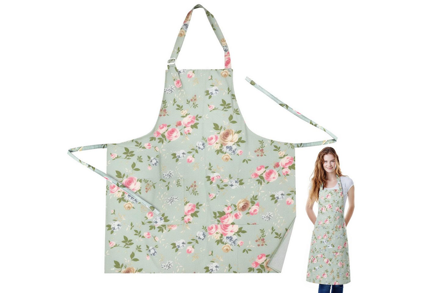 Zaewry Kochschürze Schürzen für Männer und Frauen mit Taschen, Kochen, Küche, Backen, Weich, Langlebig, Blumenschürze für Gartenarbeit