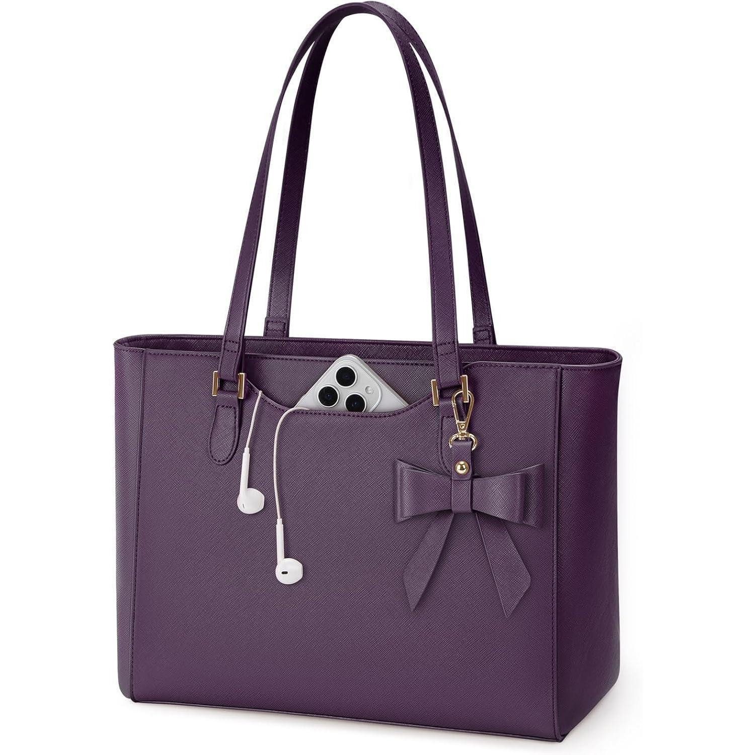 Handtasche Handtasche Damen groß wasserdicht Leder Arbeitstasche Lila