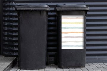 MuchoWow Wandsticker Linie - Pastell - Regenbogen - Muster (1 St), Mülleimer-aufkleber, Mülltonne, Sticker, Container, Abfalbehälter