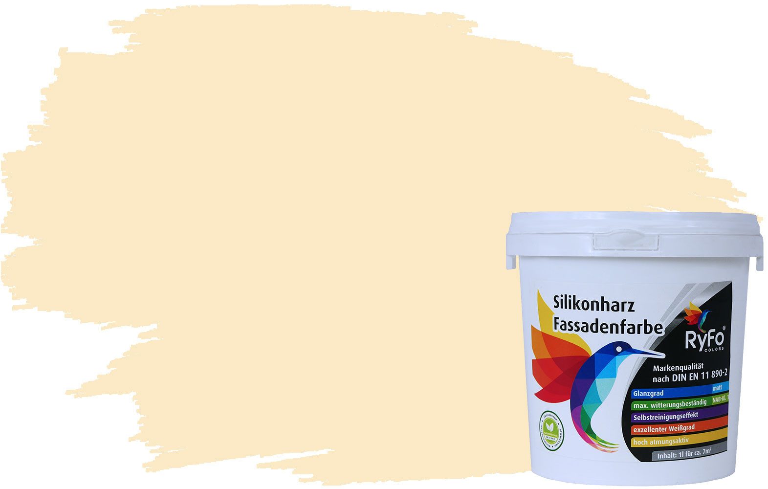 RyFo Colors Fassadenfarbe Silikonharz Fassadenfarbe Orangetöne, 1 L ca. 6 m², Wasserabweisend, diffusionsfähig, schützt vor Schmutz, UV-beständig