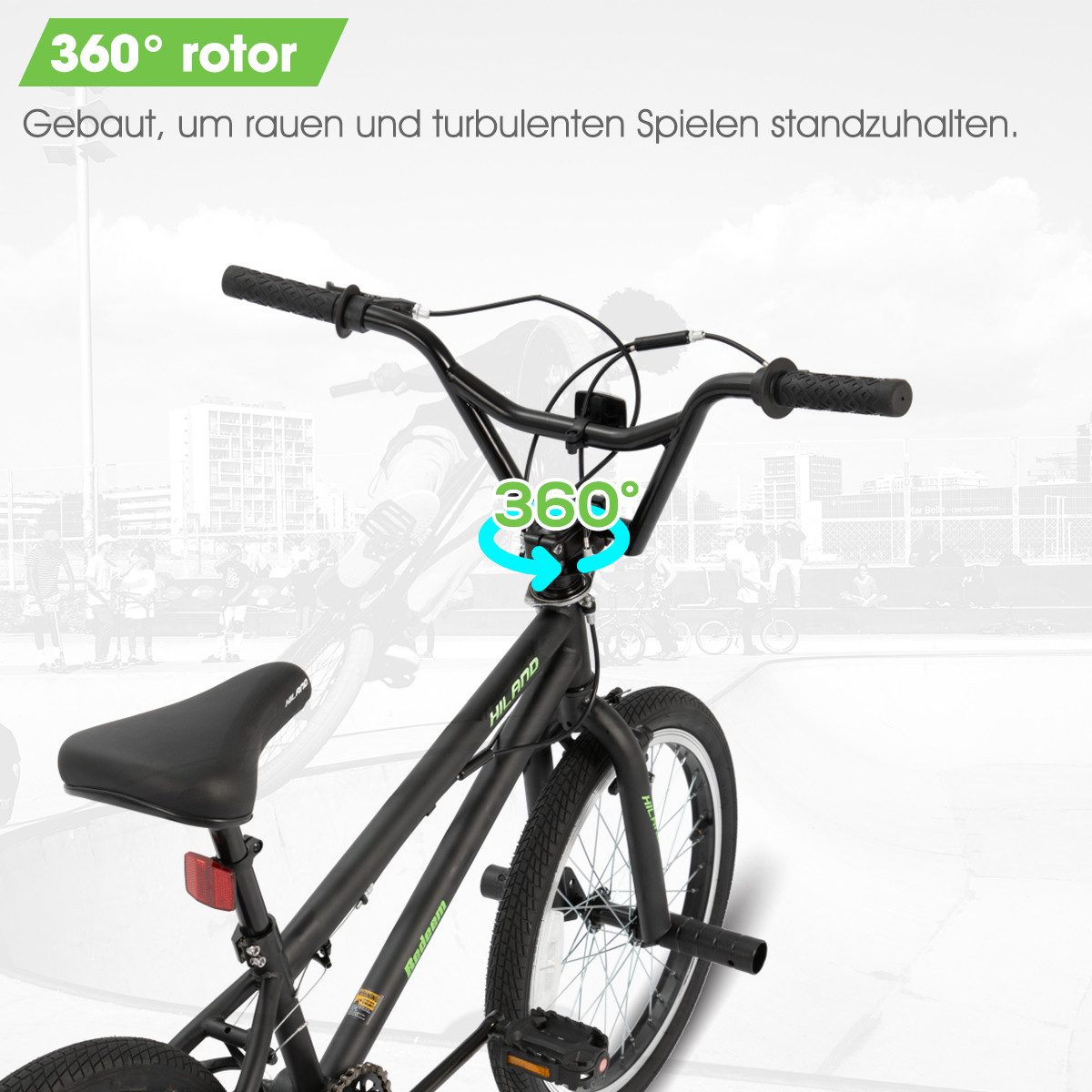 HILAND Kinderfahrrad Redeem 20 Zoll 3 Multiple Speichen BMX für Jungen ab 7-10 Jahre, 1 Gang, Reflektorplatte, Single Speed, 4 Pegs – Bild 4 von 5
