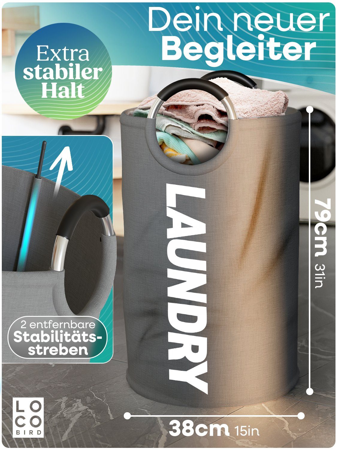 Loco Bird Wäschekorb Faltbarer 95L Kapazität günstig online kaufen