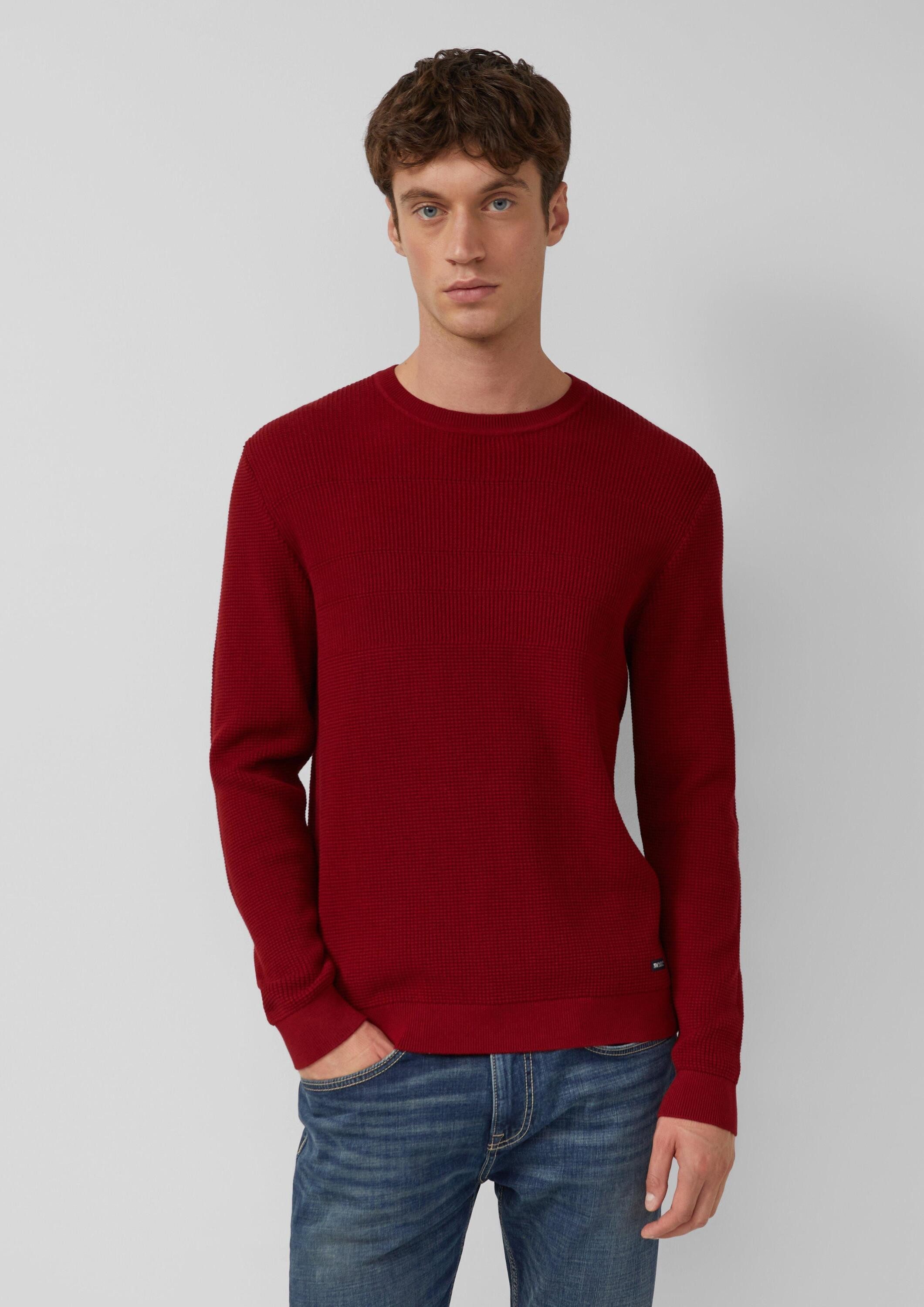 s.Oliver Longpullover Strickpullover Strukturmix-Pullover aus reiner Baumwo günstig online kaufen