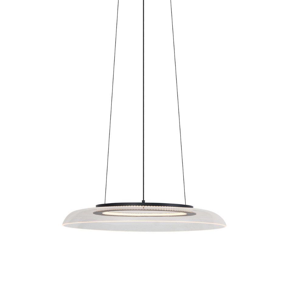 Qazqa Pendelleuchte Scacrylic, Dimmbar, LED fest integriert, Extra-Warmweiß, QAZQA Hängeleuchte, integrated, Schwarz, Kunststoff, Design