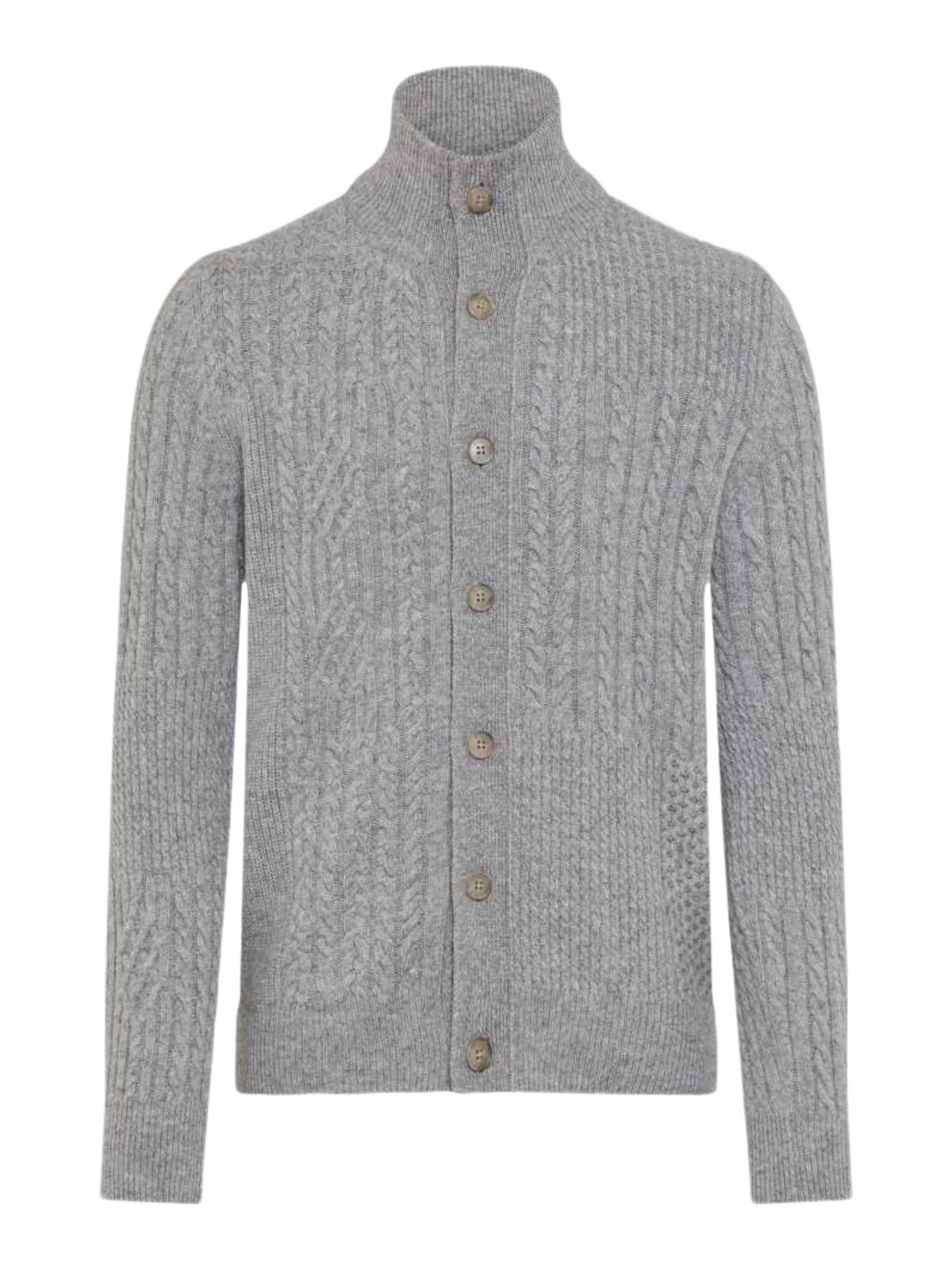 Brax Strickjacke grau,Casual,Wolle,Unifarben,Stehkragen,Lang,Regular Fit
