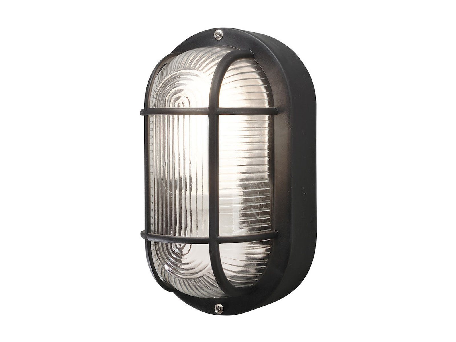 KONSTSMIDE LED Außen-Wandleuchte, LED wechselbar, Warmweiß, Klassische Feuchtraumleuchte aus Kunststoff & Acrylglas Schwarz H:20cm