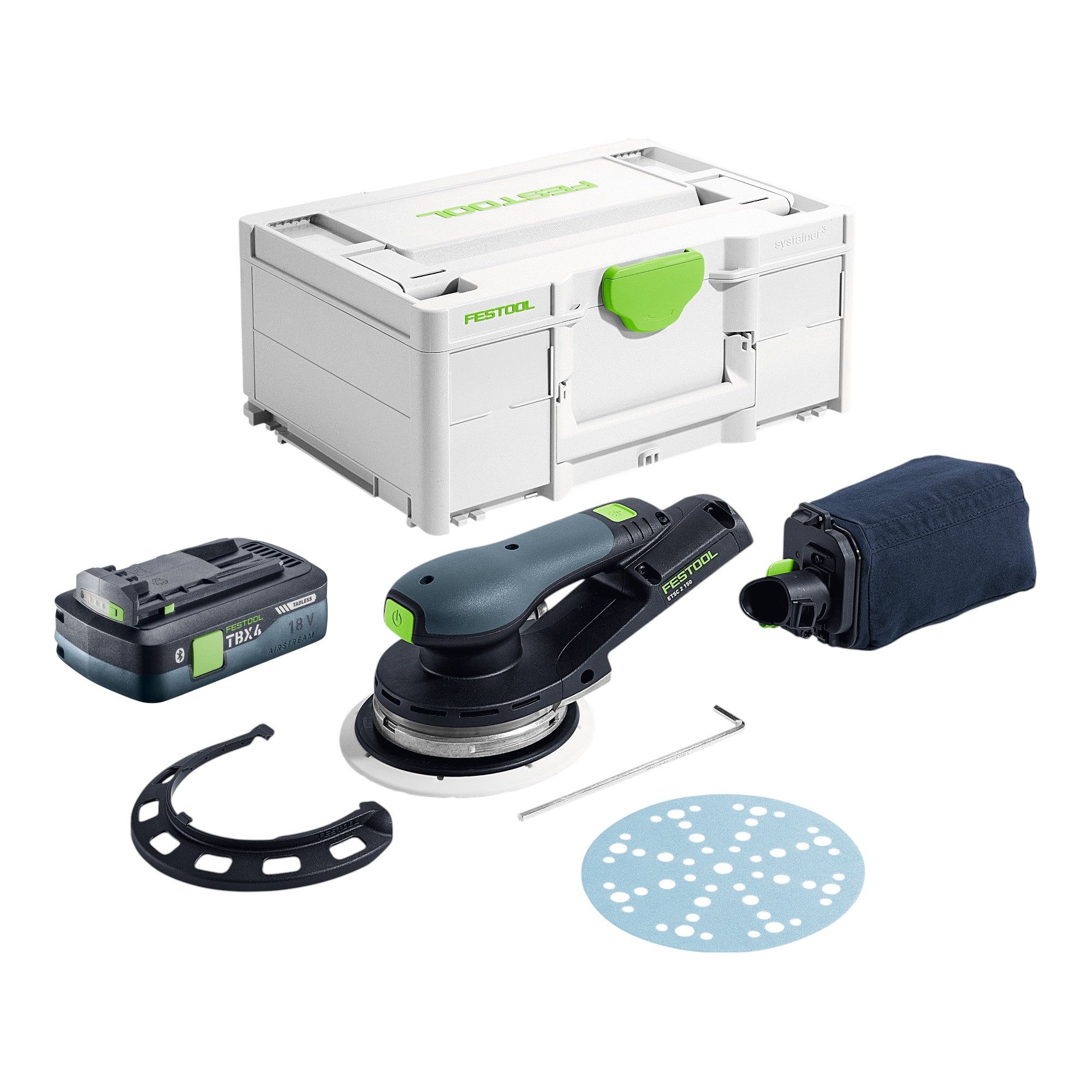 FESTOOL Exzenterschleifer ETSC 2 150-Basic 18 V 150 mm + 1x Akku 4,0 Ah + Systainer - ohne Lader