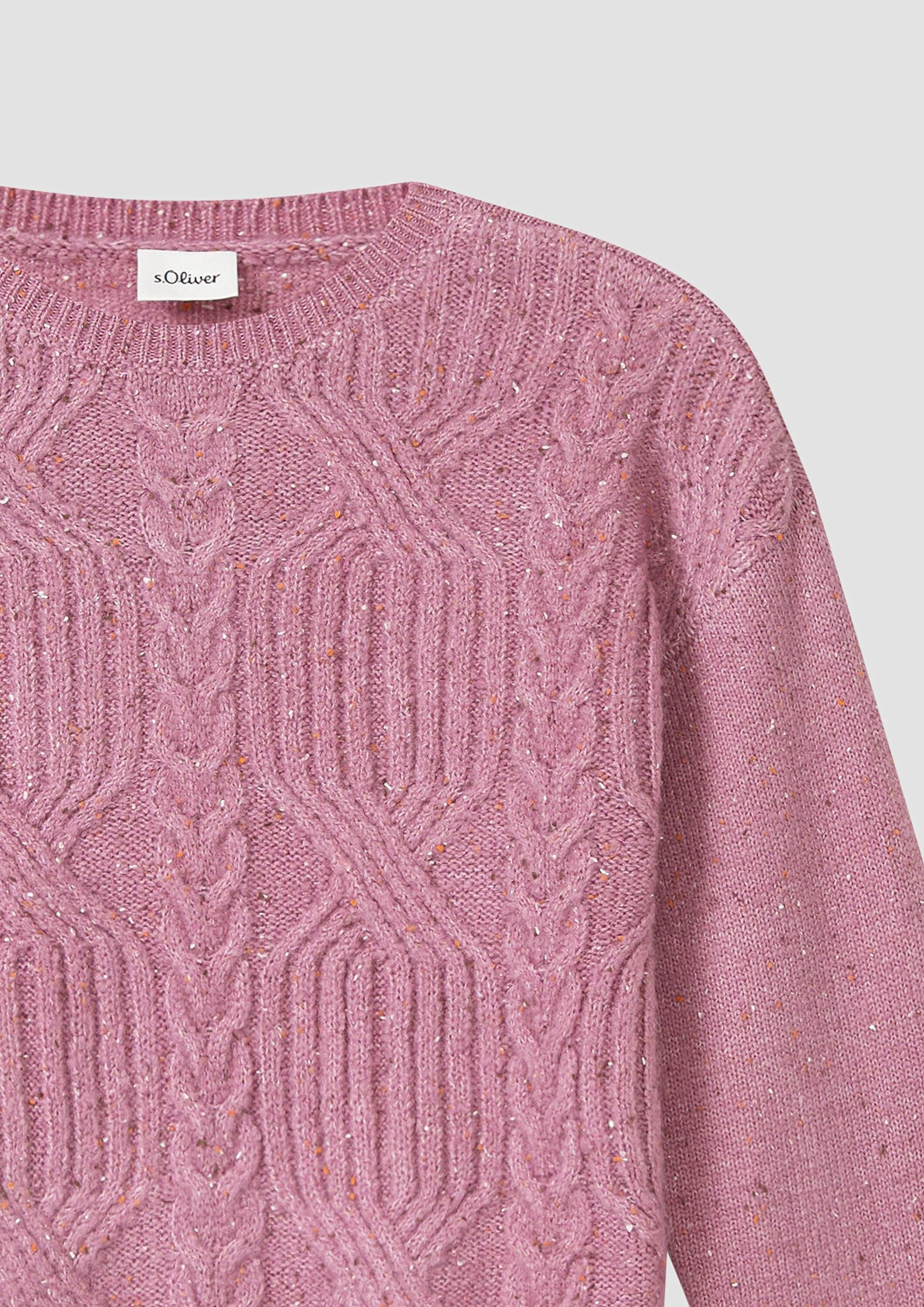s.Oliver Longpullover Strickpullover Kurzer Strickpullover im Loose Fit mit Zopfmuster