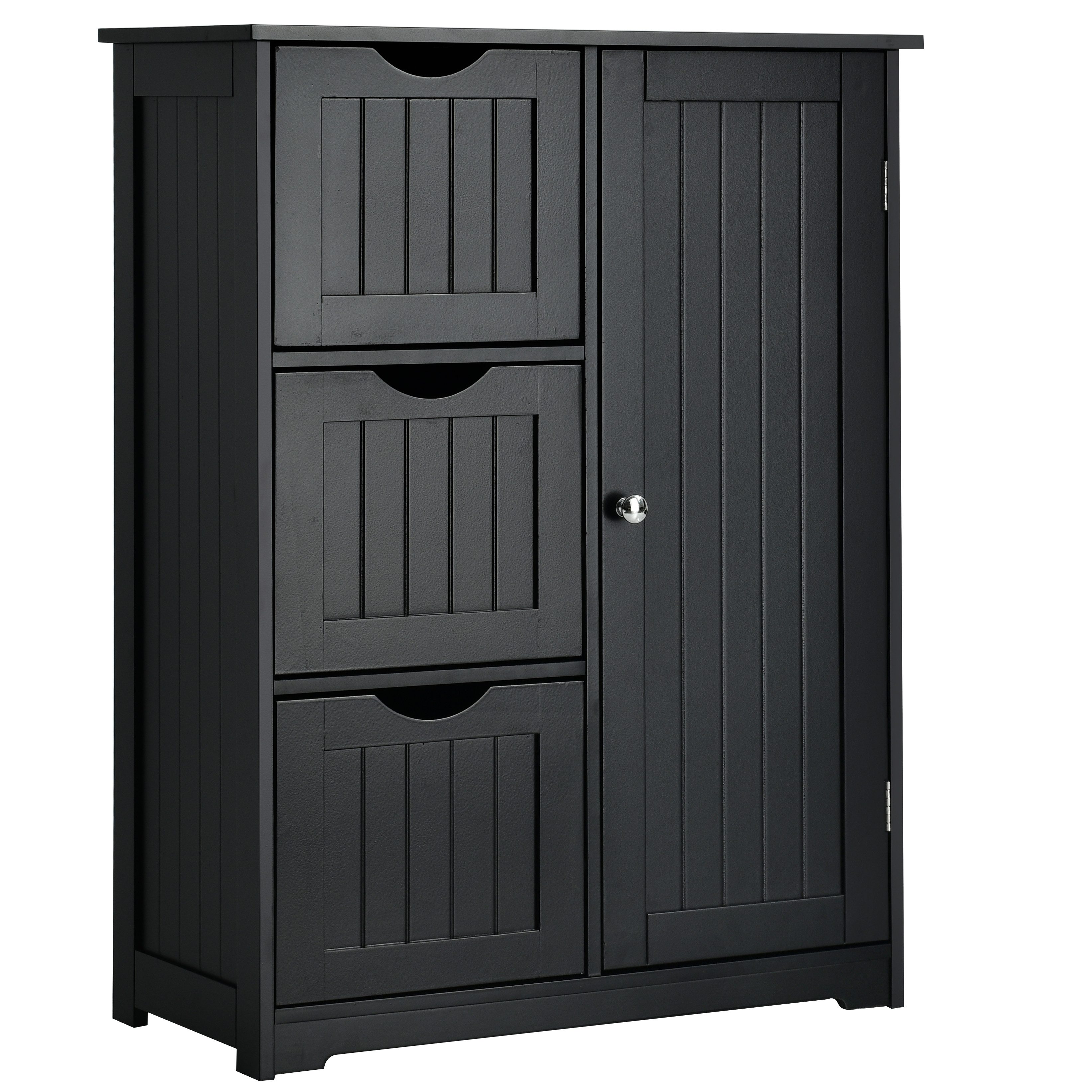 COSTWAY Badkommode, 3 Schubladen,mit verstellbarer Ablage,30 x 60 x 81 cm