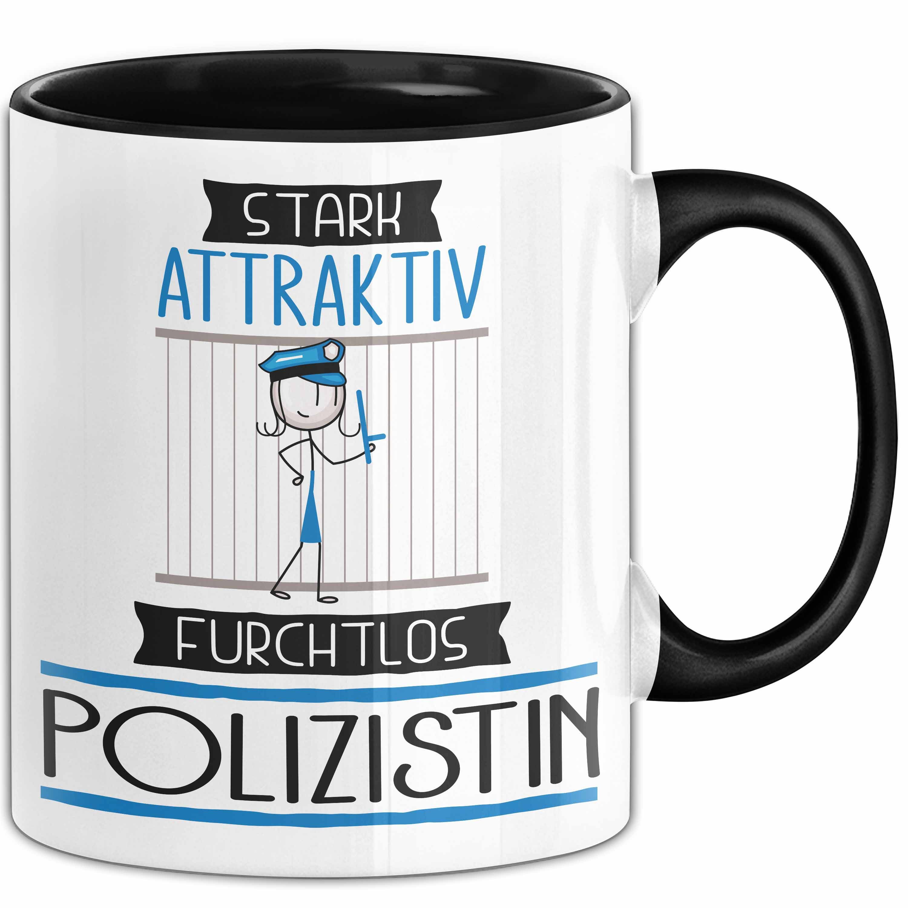 Trendation Tasse Polizistin Tasse Geschenk Becher Stark Attraktiv Furchtlos Polizisti