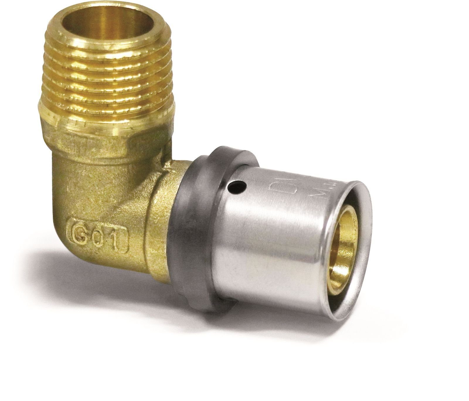 Pressfitting Pipetec Pressfitting Winkel Übergang 26x3 mm 3/4 Zoll AG TH Kontur