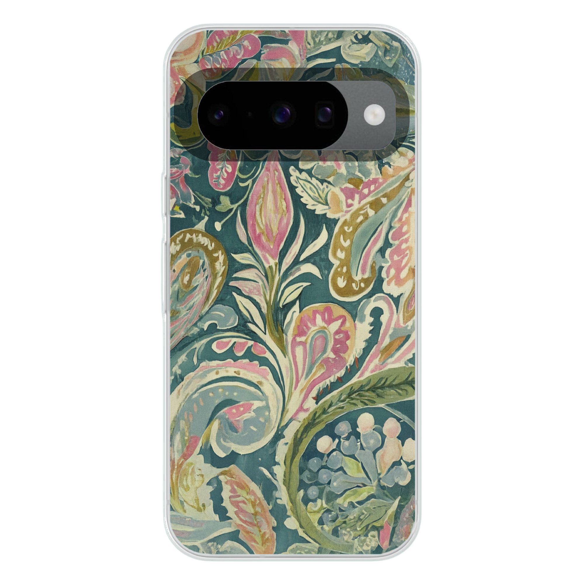 MuchoWow Handyhülle für Google Pixel 10 Pro Gemustert - Bunt - Verschnörkelt - Grün, Handy Case, Silikon, Bumper Case Dünn