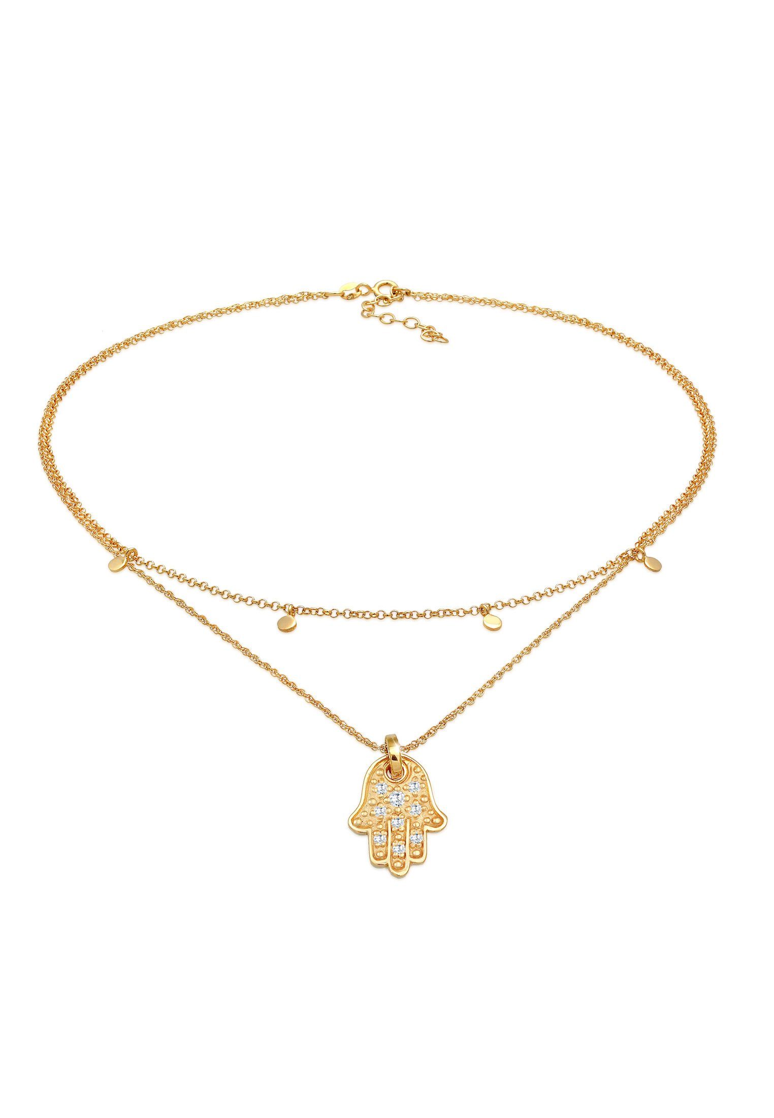 Elli Choker Choker Plättchen Fatimas Hand Zirkonia 925 Silber