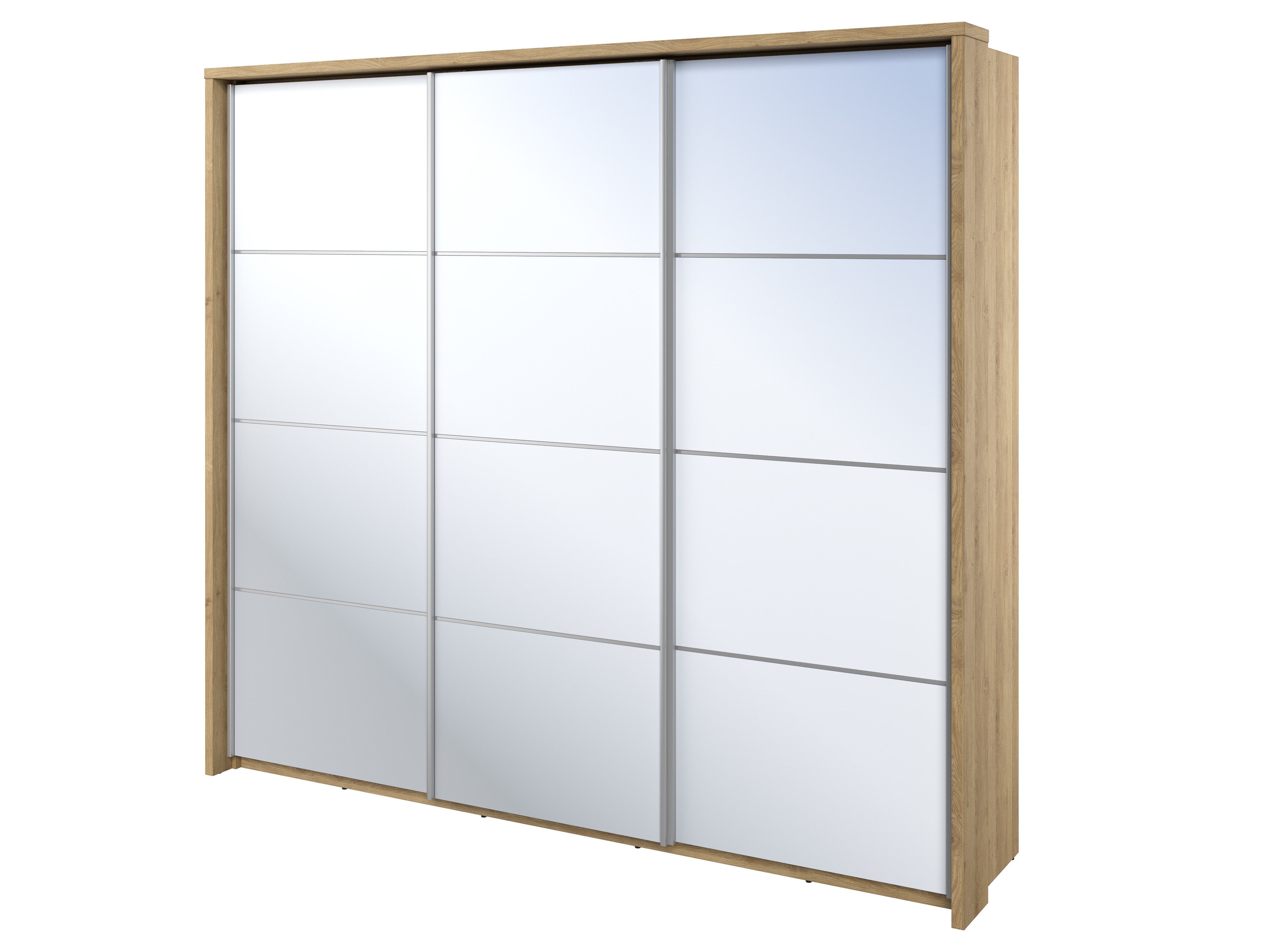 Compleo Schwebetürenschrank mit Spiegel Kleiderschrank mit 3x Kleiderstange ARTI geräumig und modern Schlafzimmer unf Flur